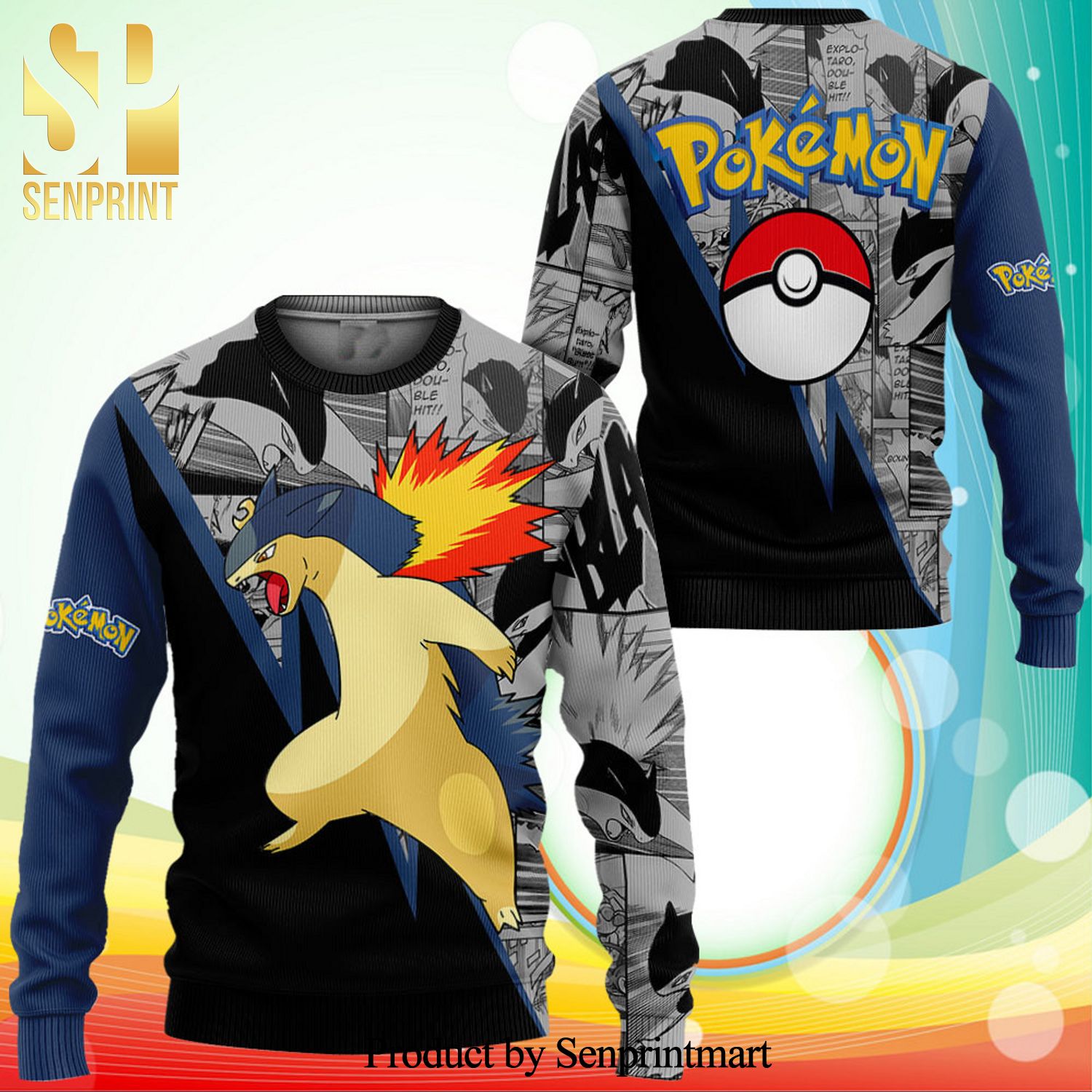 Typhlosion Pokemon Anime Knitted Ugly Christmas Sweater