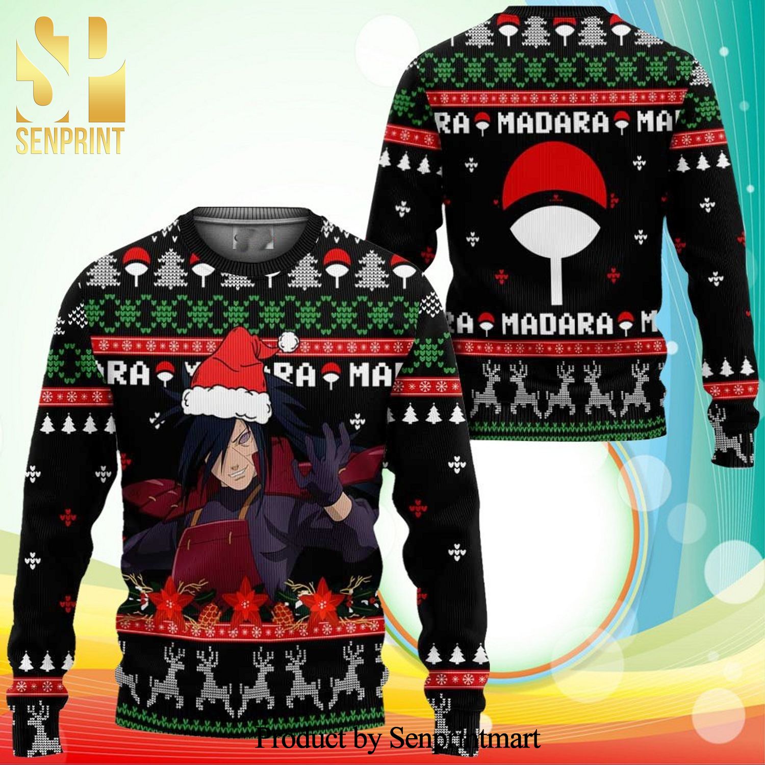 Uchiha Madara Naruto Anime Knitted Ugly Christmas Sweater