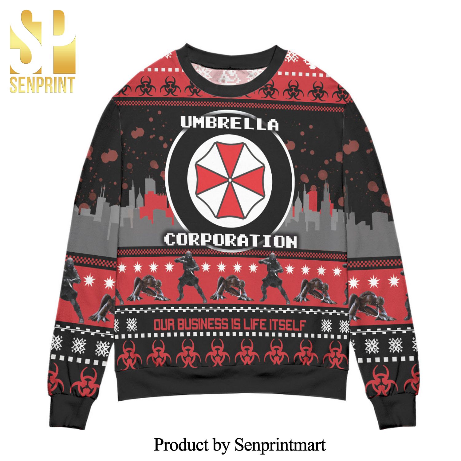 Umbrella Corporation Resident Evil Our Business Is Life Itself Knitted Ugly Christmas Sweater