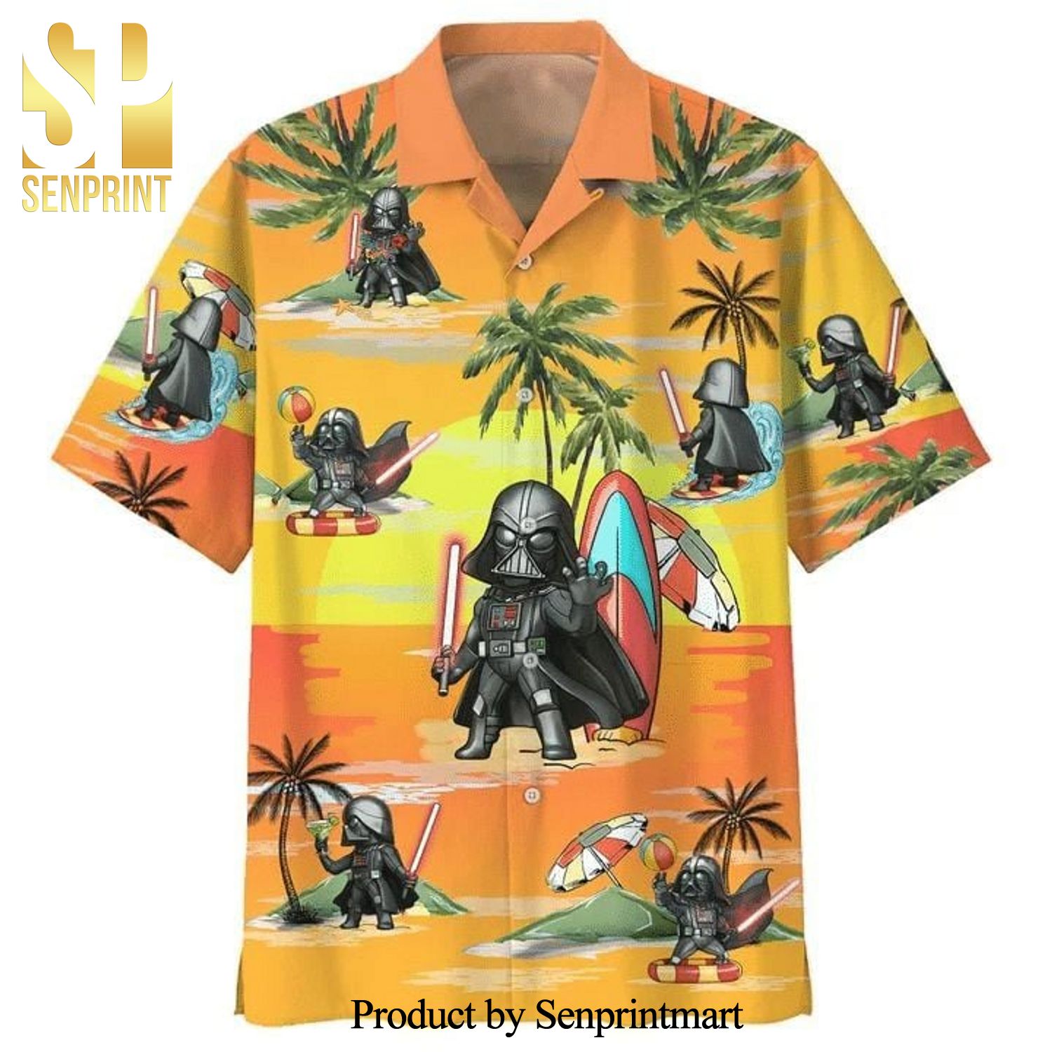 Darth Vader Summer Time Lightsaber Full Printing Hawaiian Shirt – Orange