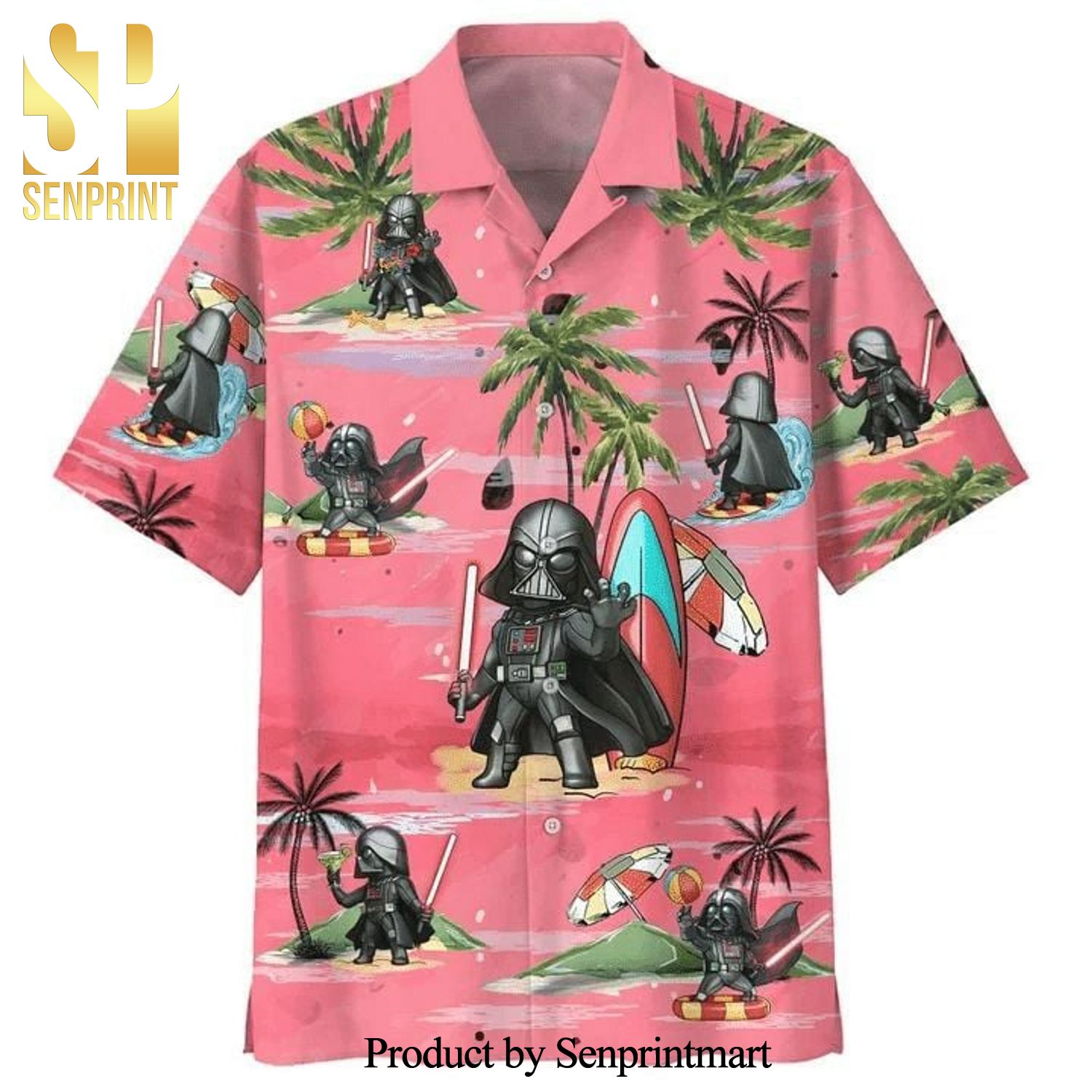 Darth Vader Summer Time Lightsaber Full Printing Hawaiian Shirt – Pink