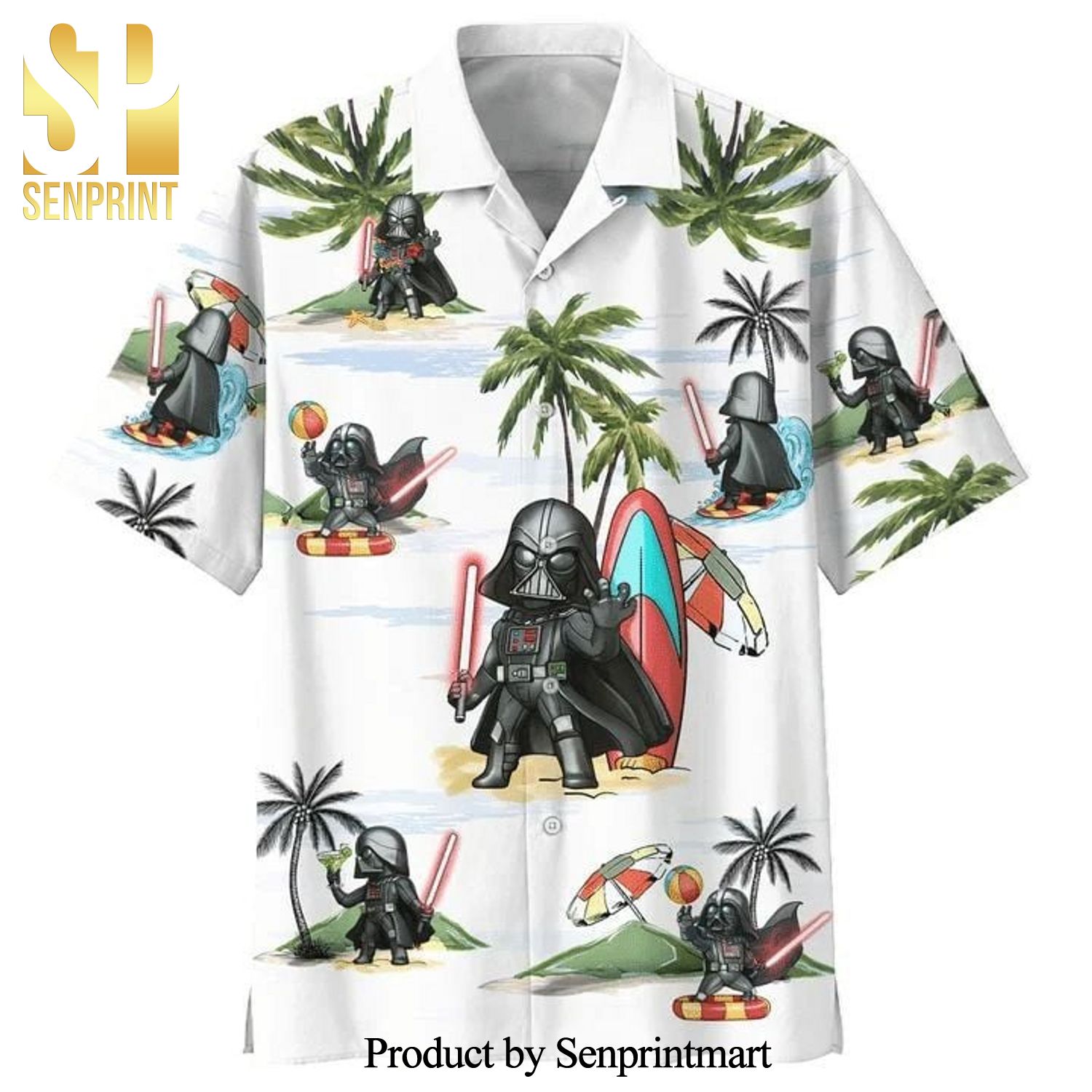 Darth Vader Summer Time Lightsaber Full Printing Hawaiian Shirt – White
