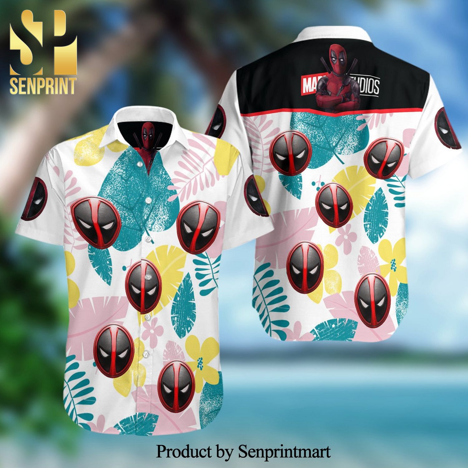 Deadpool Full Printing Summer Short Sleeve Hawaiian Beach Shirt