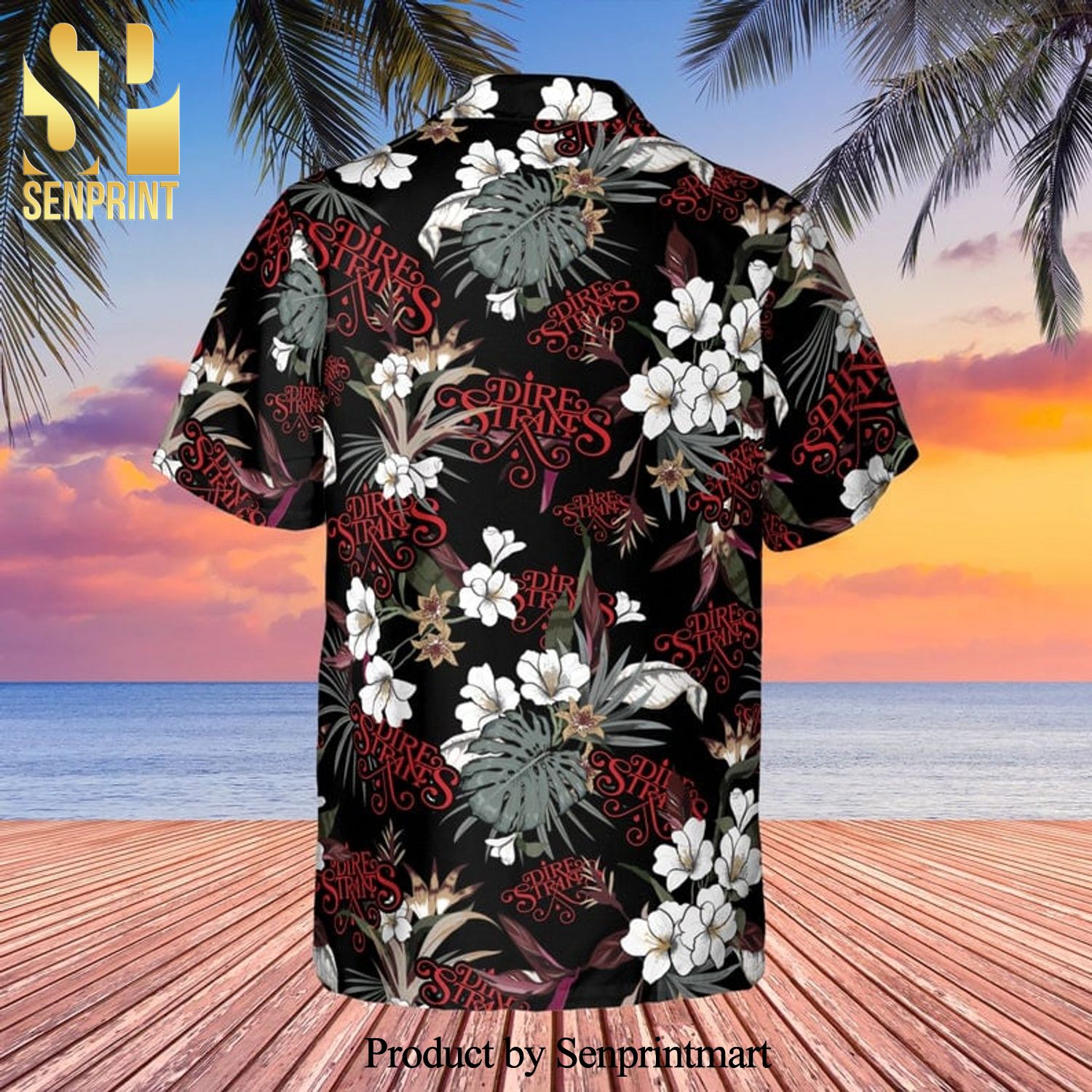 Dire Straits Rock Band And Tropical Forest Full Printing Hawaiian Shirt – Black