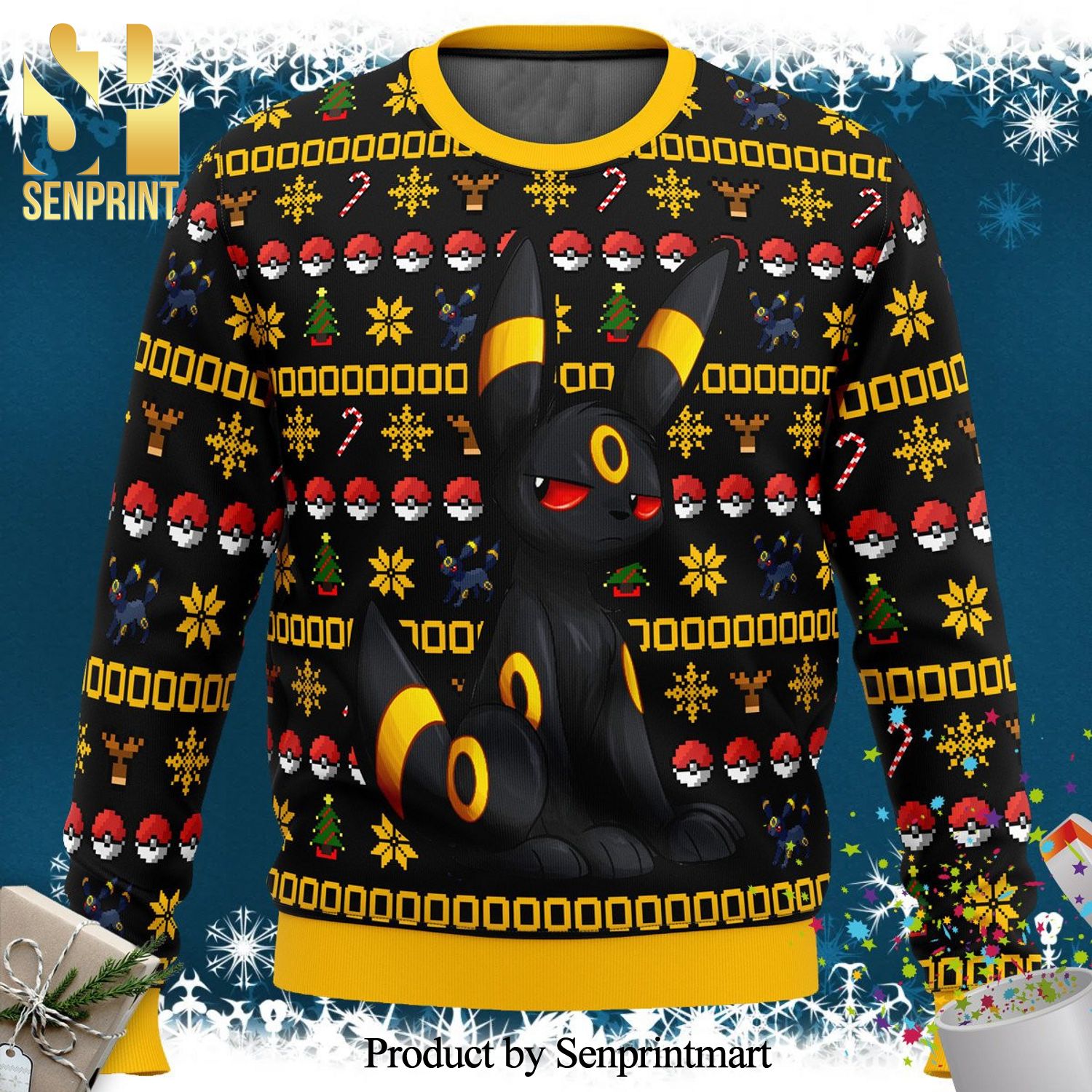 Umbreon Pokemon Knitted Ugly Christmas Sweater