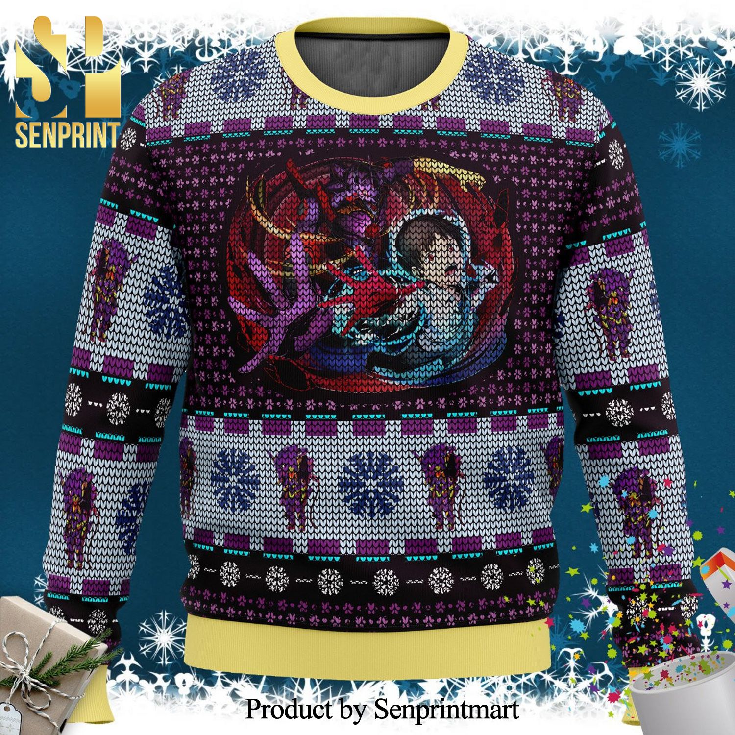 Unit-01 Ikari Shinji Neon Genesis Evangelion Knitted Ugly Christmas Sweater