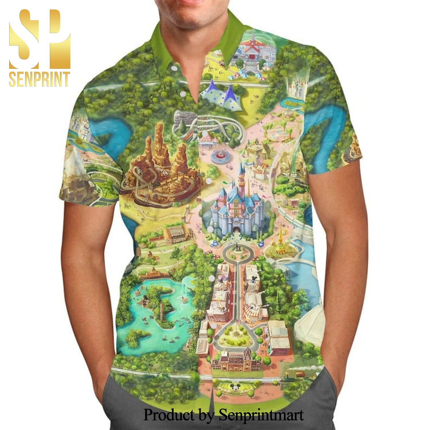 Disneyl And Colorful Map Disney Cartoon Graphics Full Printing Hawaiian Shirt