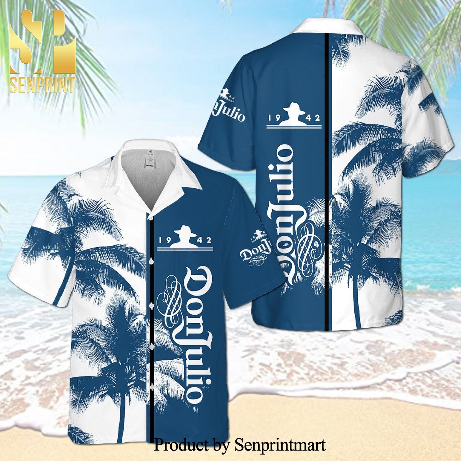 Don Julio Tequila Palm Tree Full Printing Aloha Summer Beach Hawaiian Shirt – Blue White