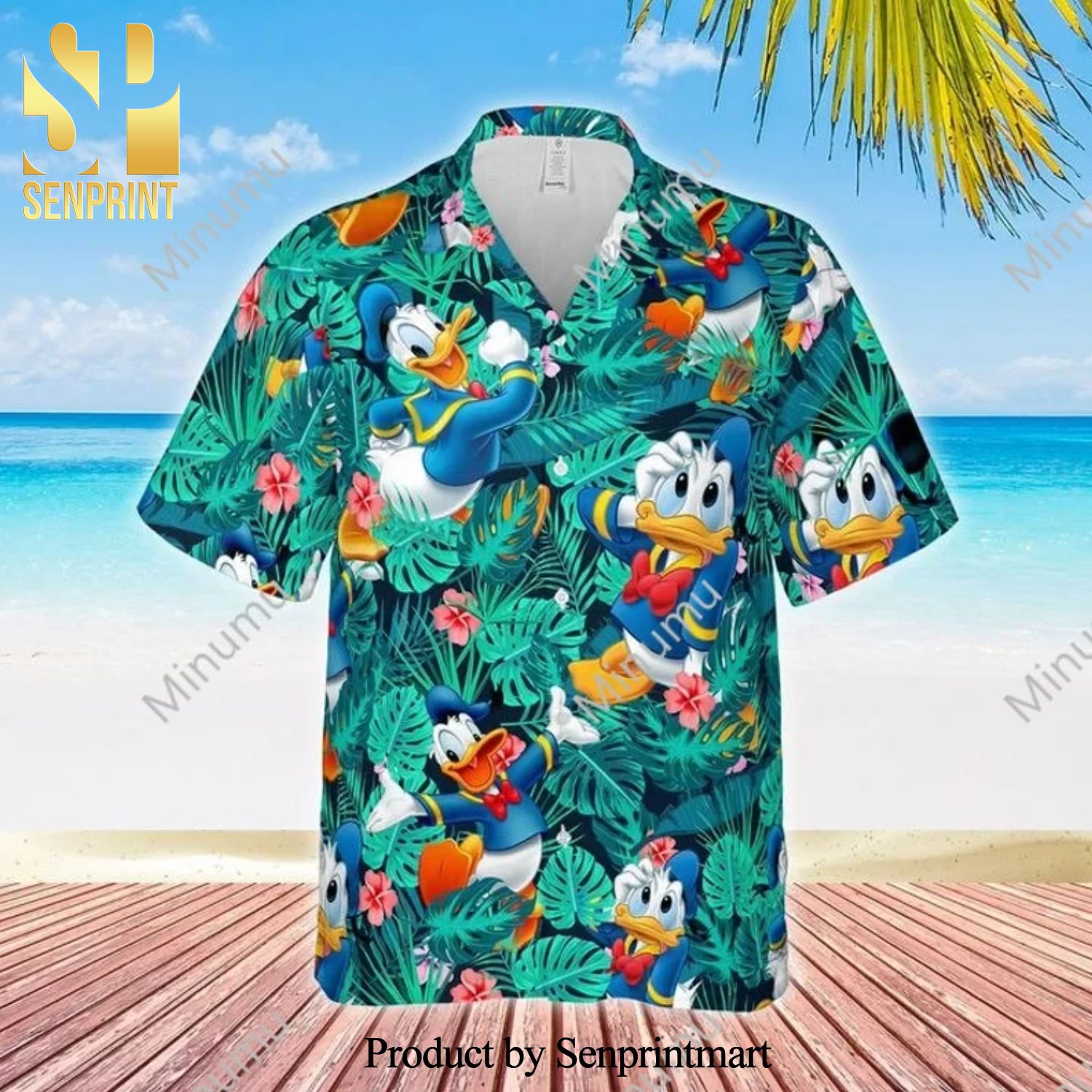 Donald Duck Disney Hibiscus Aloha Full Printing Hawaiian Shirt – Green