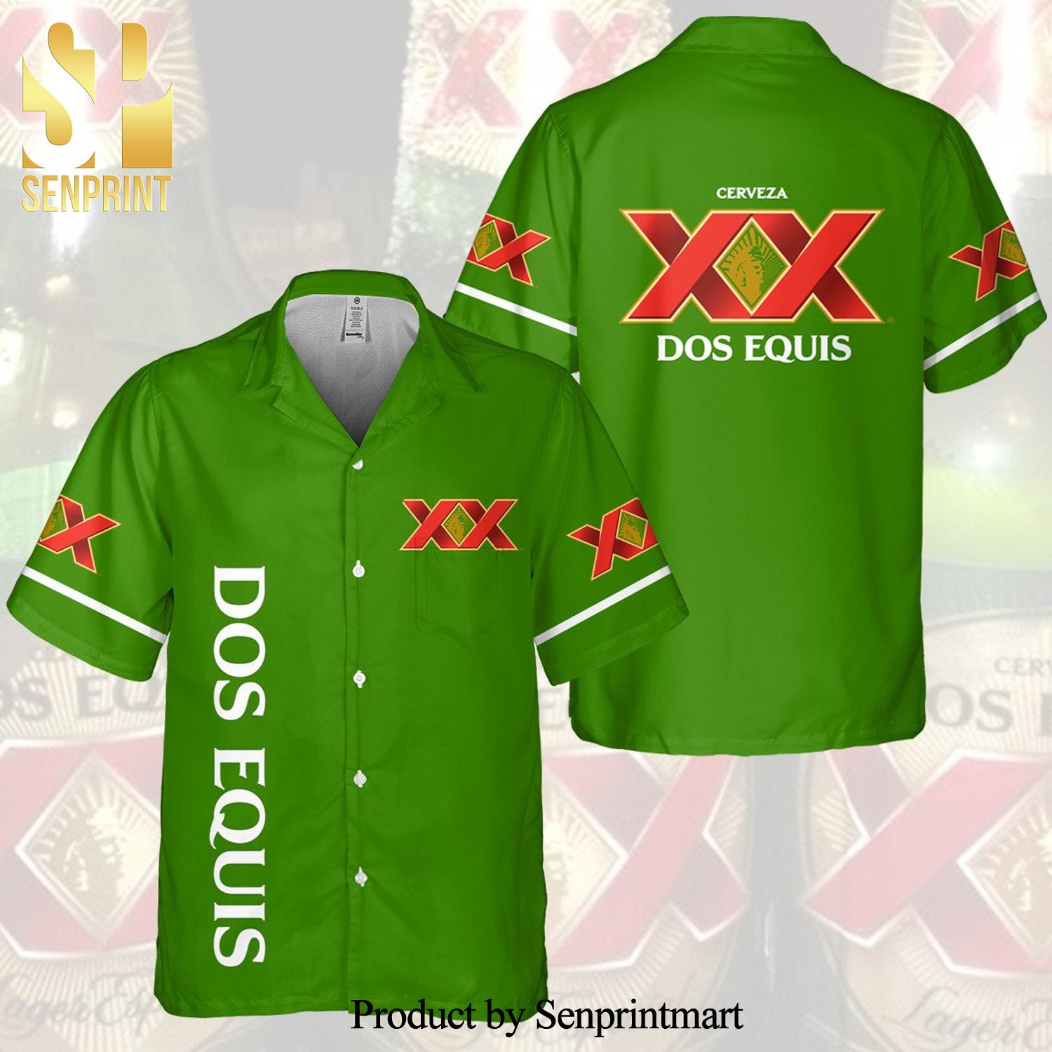 Dos Equis Full Printing Hawaiian Shirt – Green