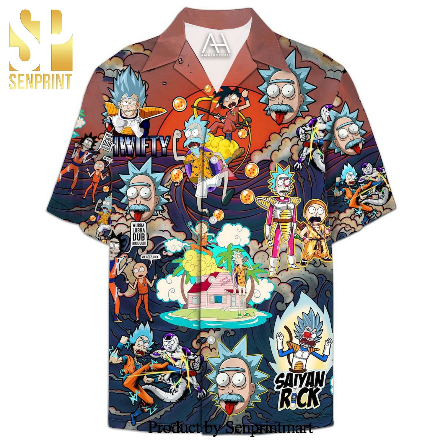 Dragon Ball Z Rick And Morty Full Printing Hawaiian Shirt