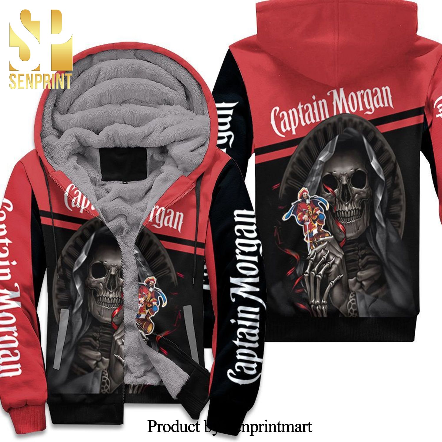 Captain Morgan Skull Maiden Street Style Unisex Fleece Hoodie