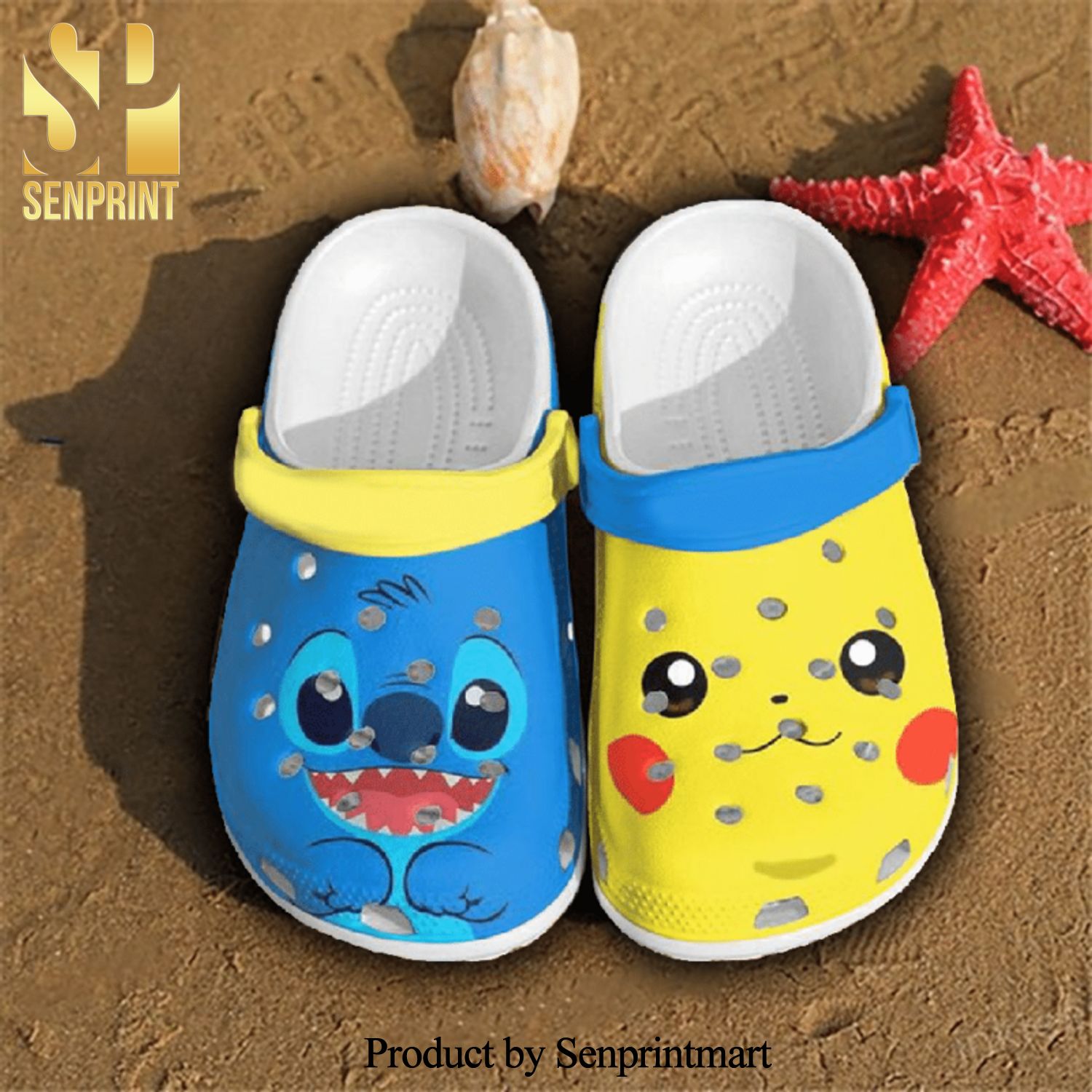 Pikachu And Stitch Street Style Classic Crocs Crocband Clog