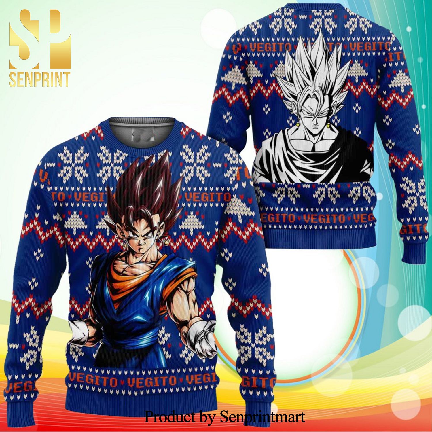 Vegito Manga Dragon Ball Z Anime Knitted Ugly Christmas Sweater
