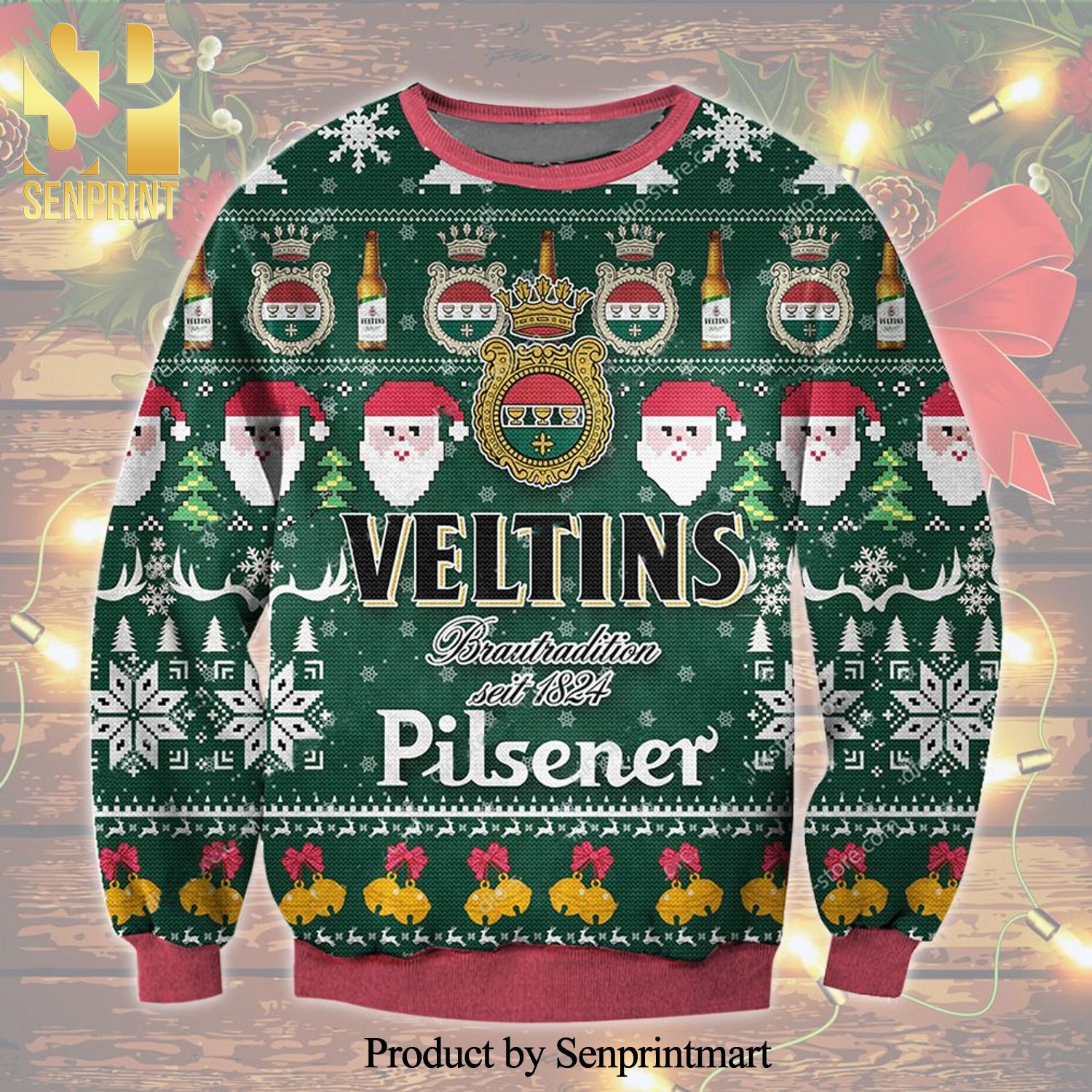 Veltins Pilsener Breutradition Seit 1824 Knitted Ugly Christmas Sweater