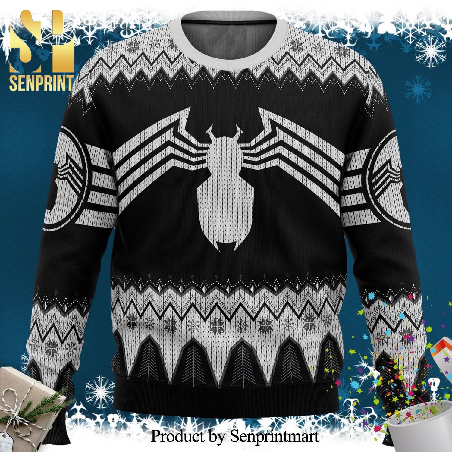Venom Marvel Venom Symbol Knitted Ugly Christmas Sweater