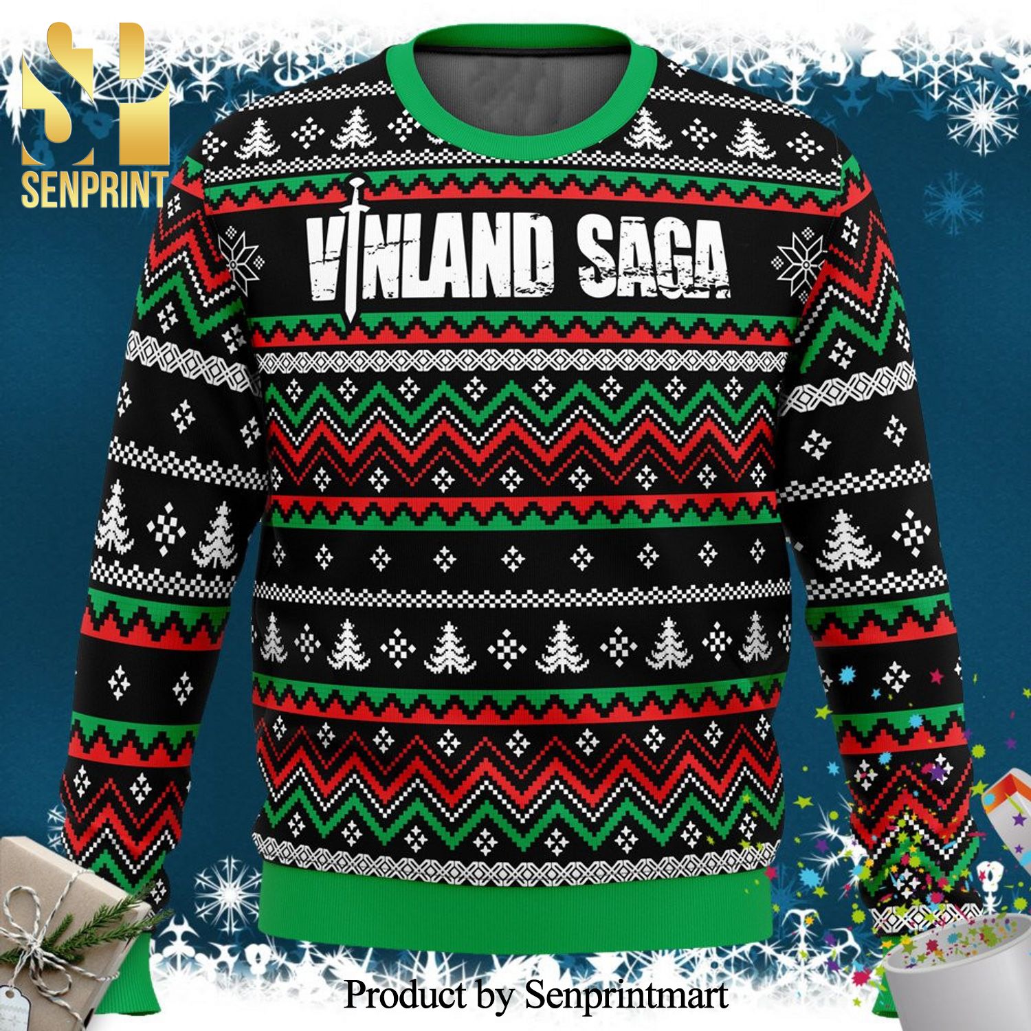 Viking Ship Vinland Saga Manga Anime Knitted Ugly Christmas Sweater