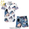 Eeyore Donkey 50th Anniversary Glitter Disney Castle Full Printing Combo Hawaiian Shirt And Beach Shorts – Black Blue