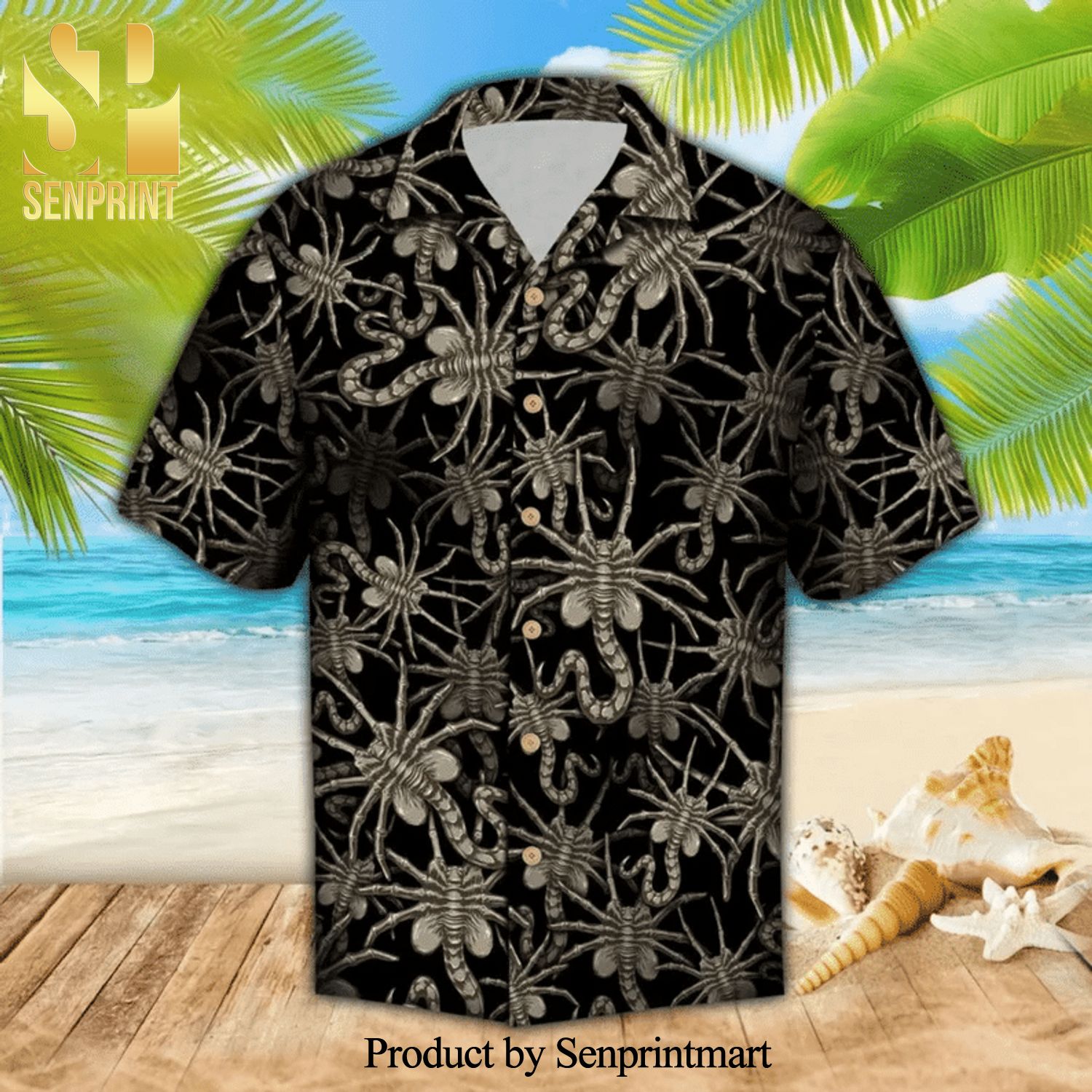 Face Hugger Alien Full Printing Hawaiian Shirt