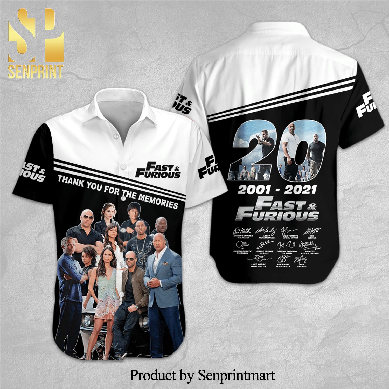 Fast And Furious 20Th 2001-2021 Thank You For Memories Signatures Full Printing Hawaiian Shirt – Black