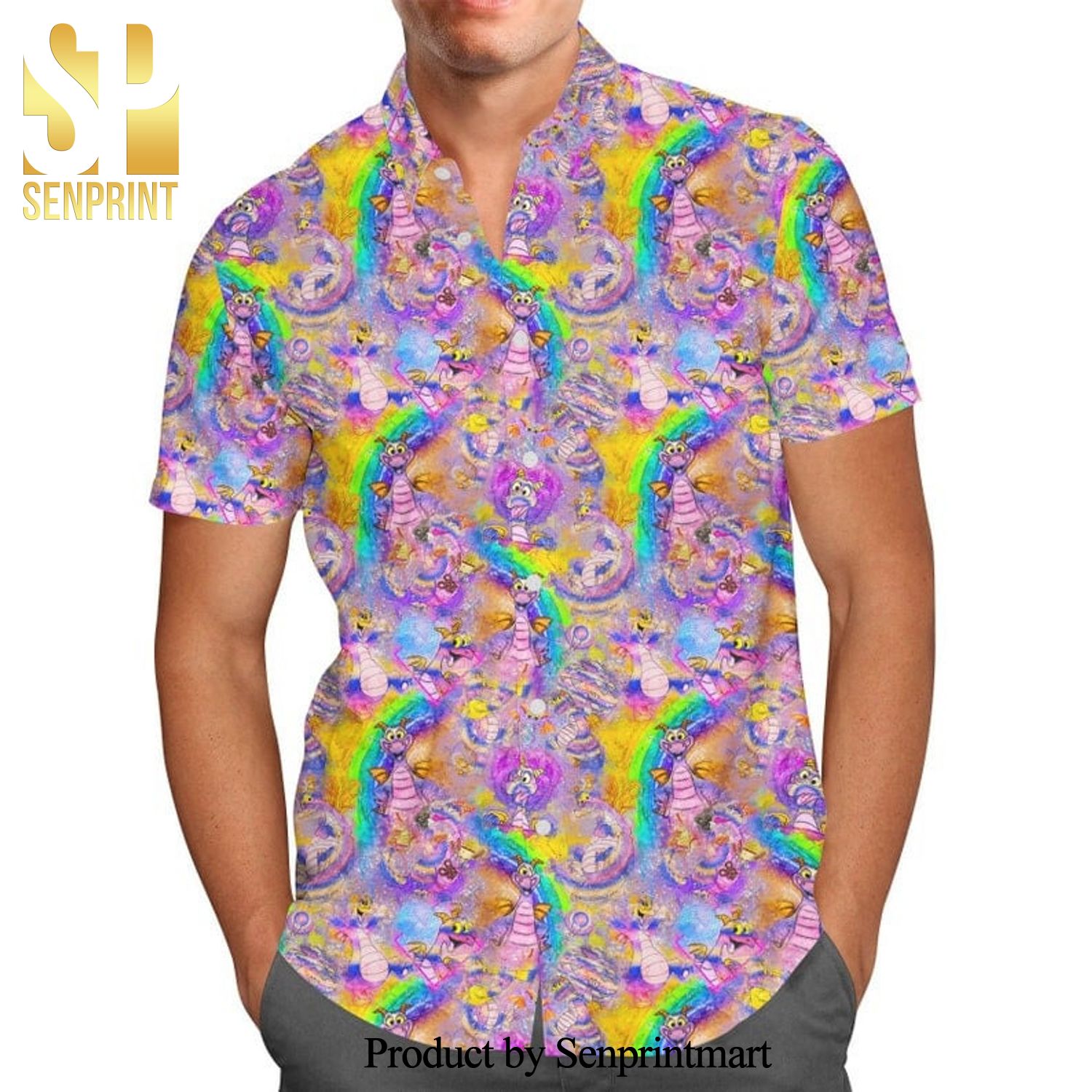 Figment Rainbow Disney Cartoon Graphics Full Printing Hawaiian Shirt