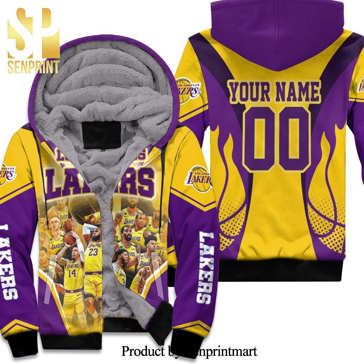 Champions Los Angeles Lakers Western Conference Personalized Combo Full Printing Unisex Fleece Hoodie