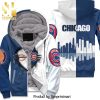 Chicago Bears Chicago Cubs Heartbeat Love Ripped All Over Print Unisex Fleece Hoodie