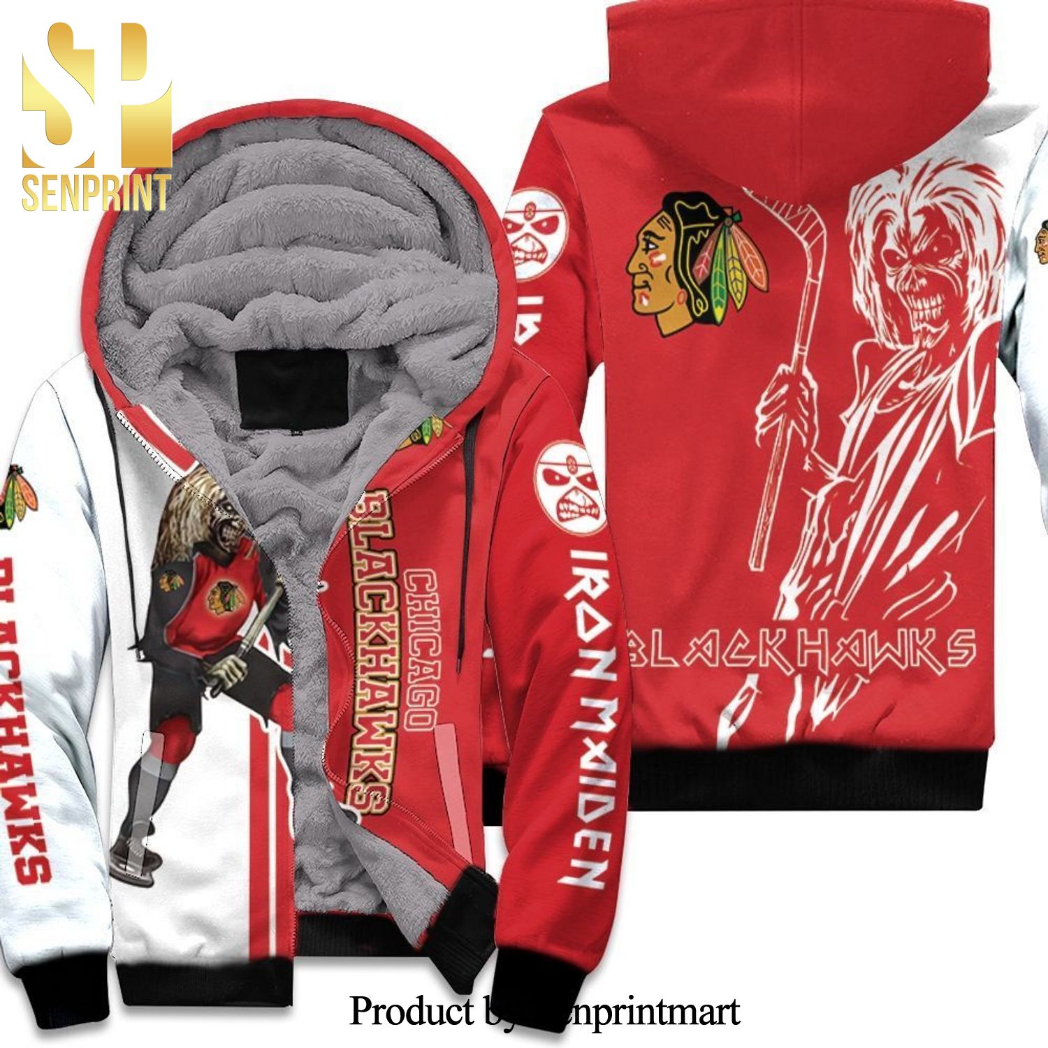 Chicago Blackhawks And Zombie For Fans Unisex Fleece Hoodie