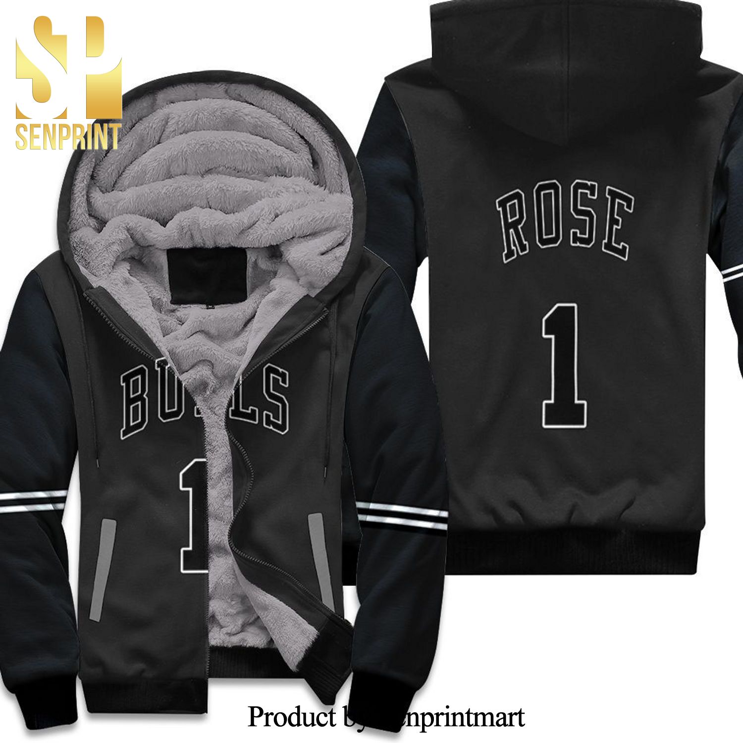 Chicago Bulls Derrick Rose 1 Nba Throwback Black Inspired Cool Style Unisex Fleece Hoodie