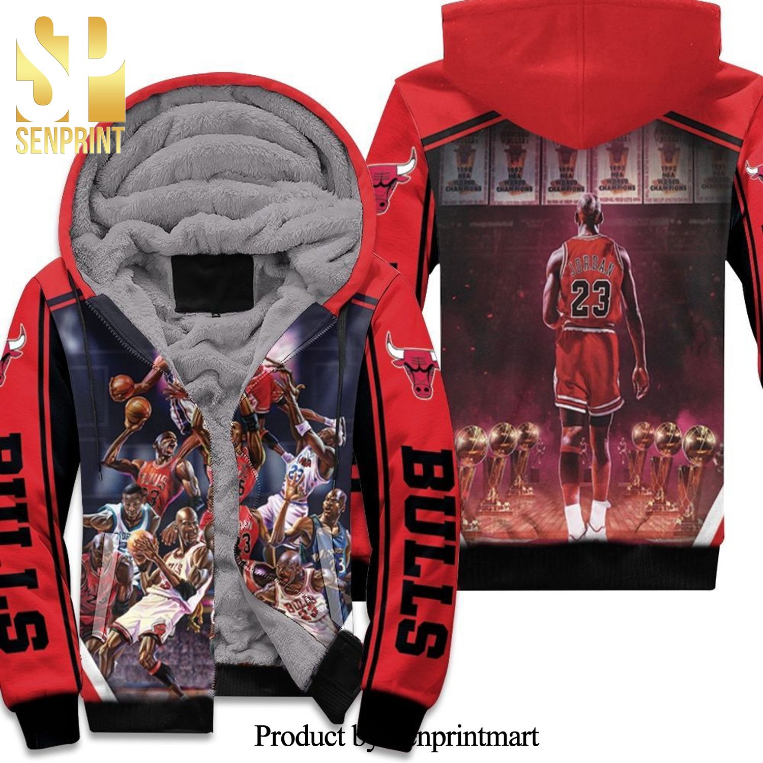 Chicago Bulls Legendary Player Michael Jordan 23 New Type Unisex Fleece Hoodie