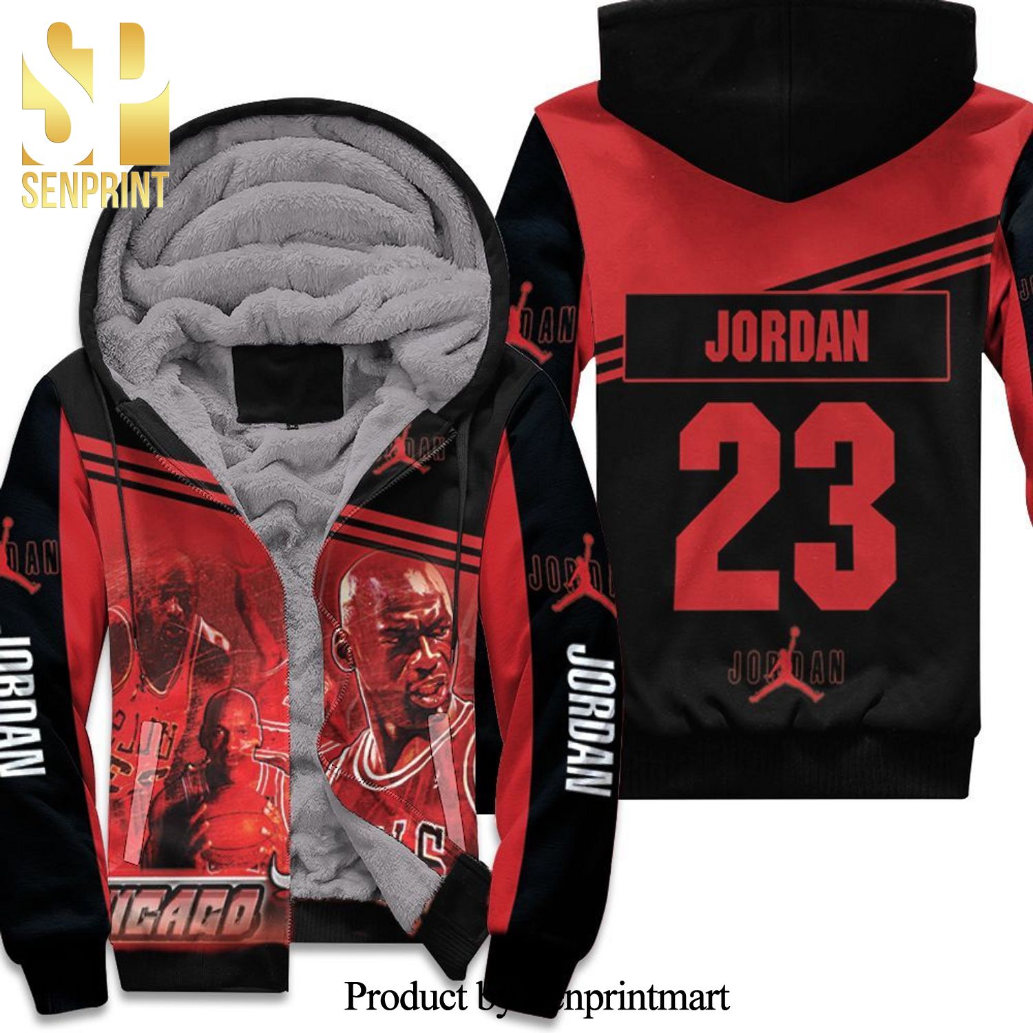 Chicago Bulls Michael Jordan 23 Hot Version All Over Printed Unisex Fleece Hoodie