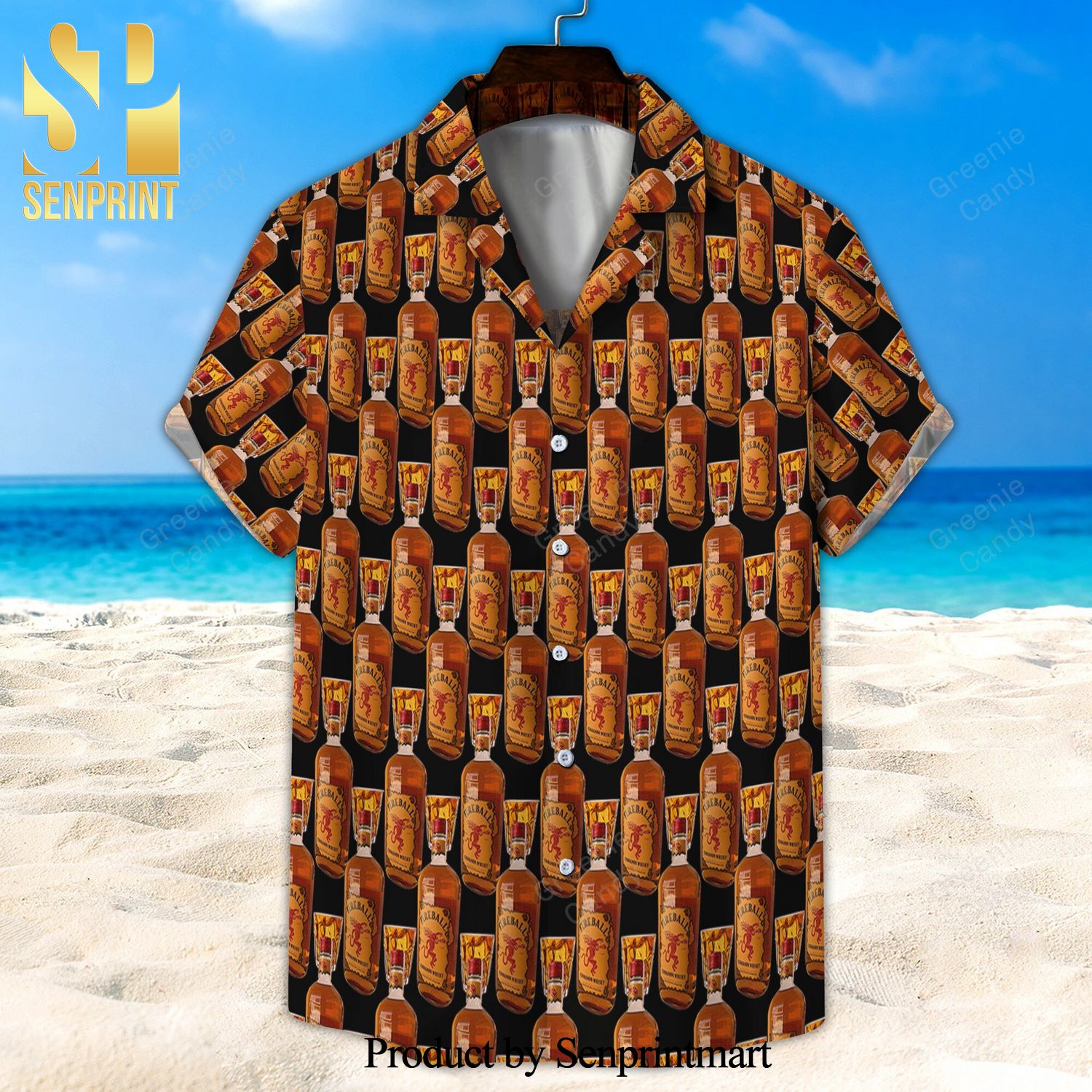 Fireball Whisky Bottle Seamless Full Printing Unisex Hawaiian Shirt And Beach Short