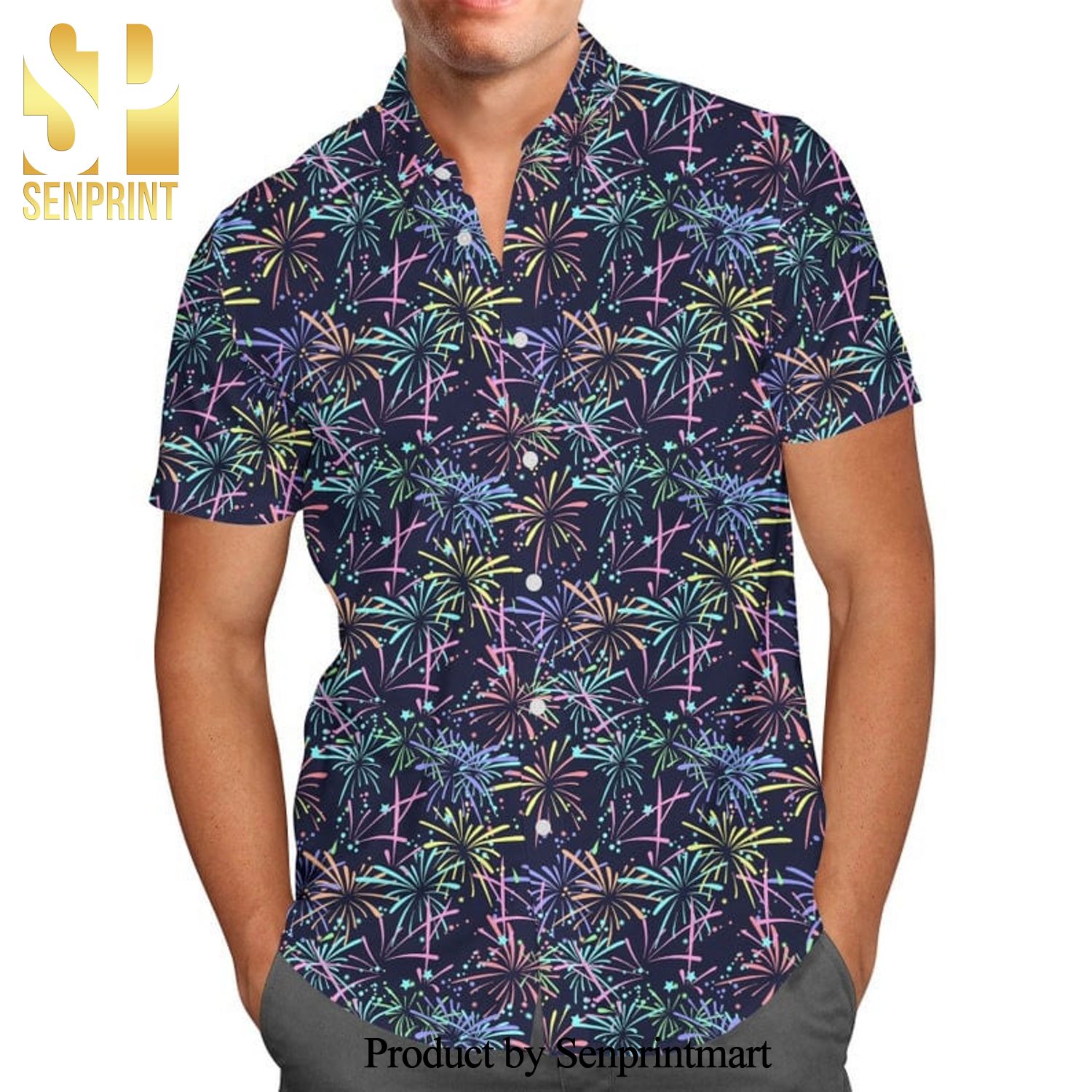 Fireworks Pattern Full Printing Hawaiian Shirt