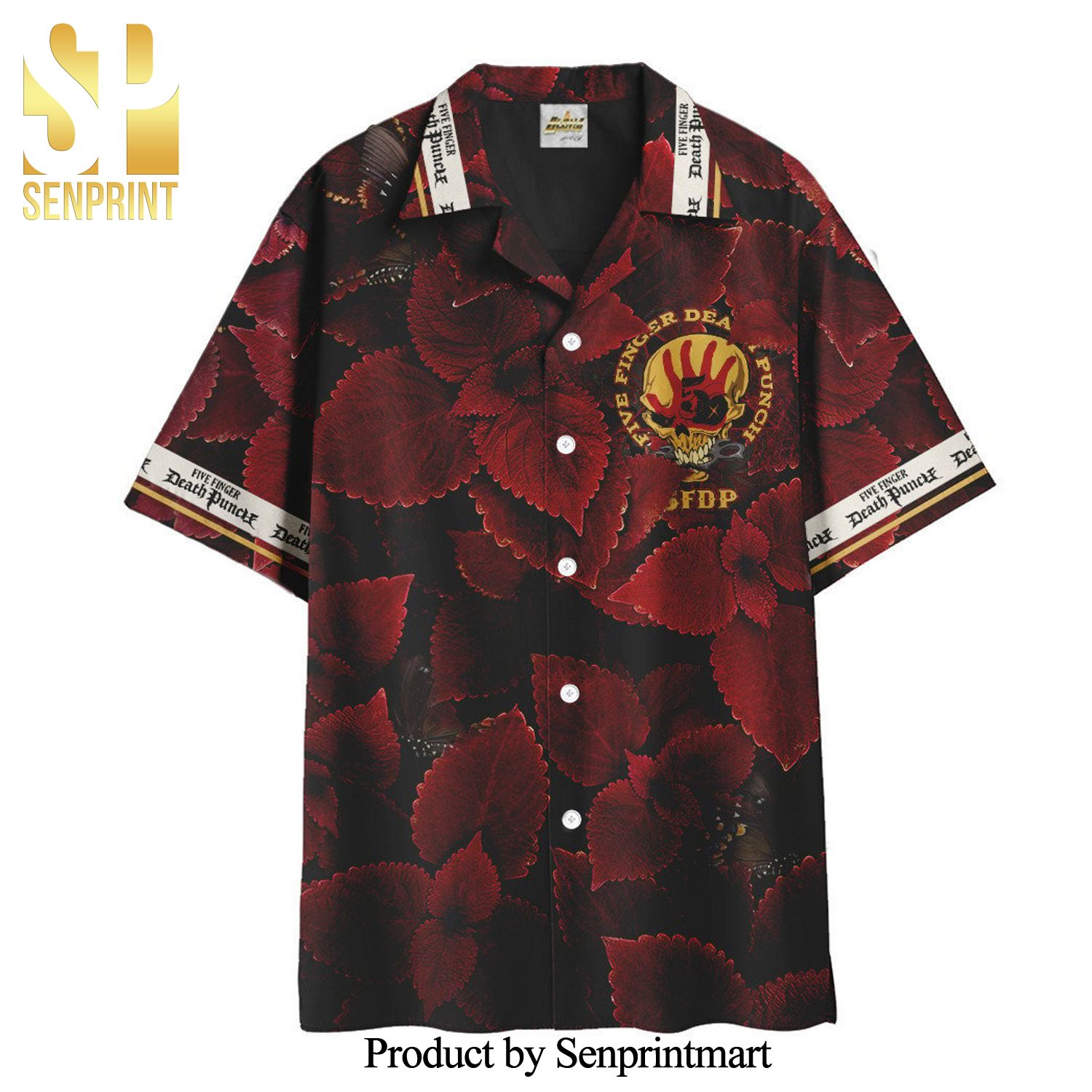 Five Finger Death Punch Hawaiian Beach Shirt – Perilla Leaf