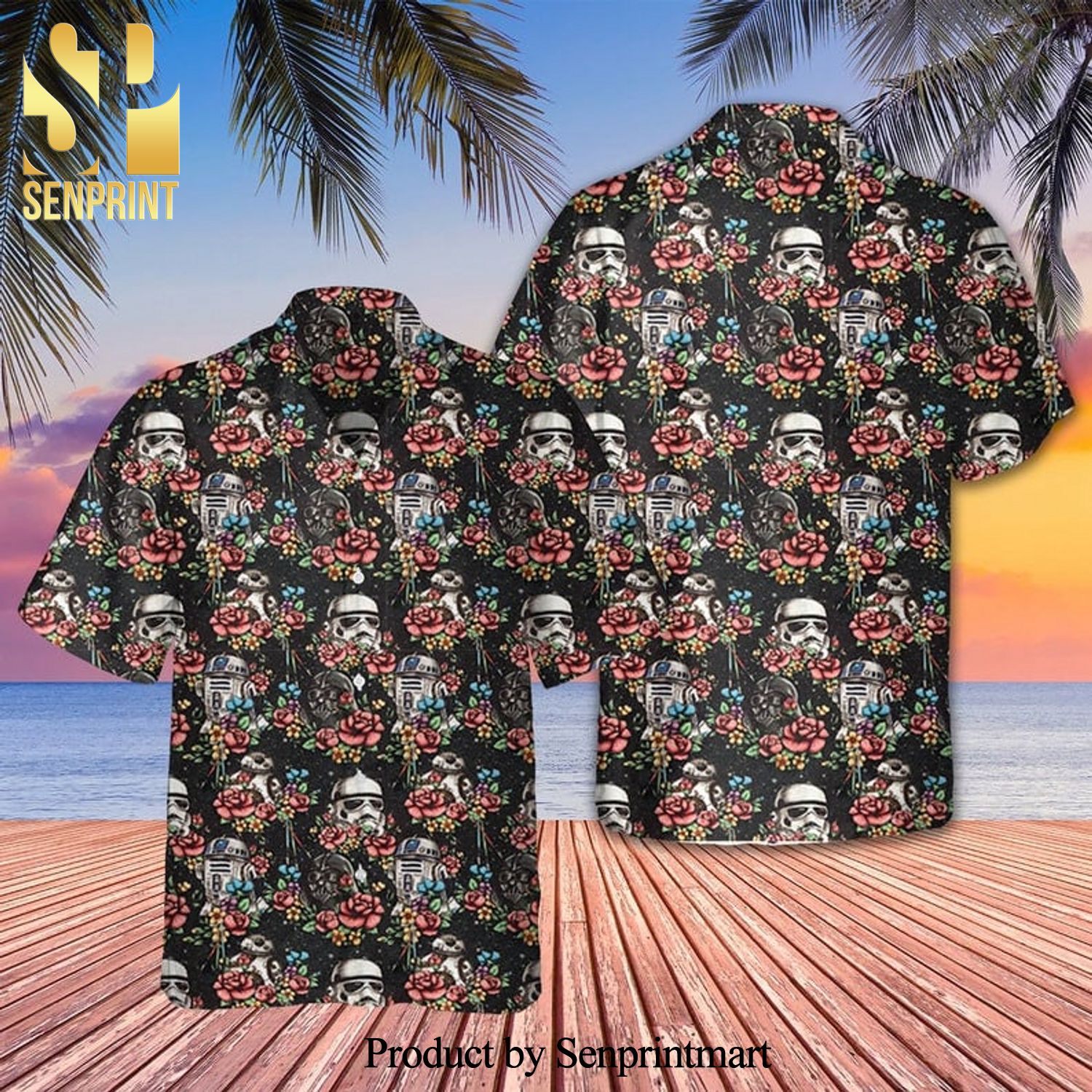 Floral Stormtrooper Star Wars Full Printing Hawaiian Shirt – Black