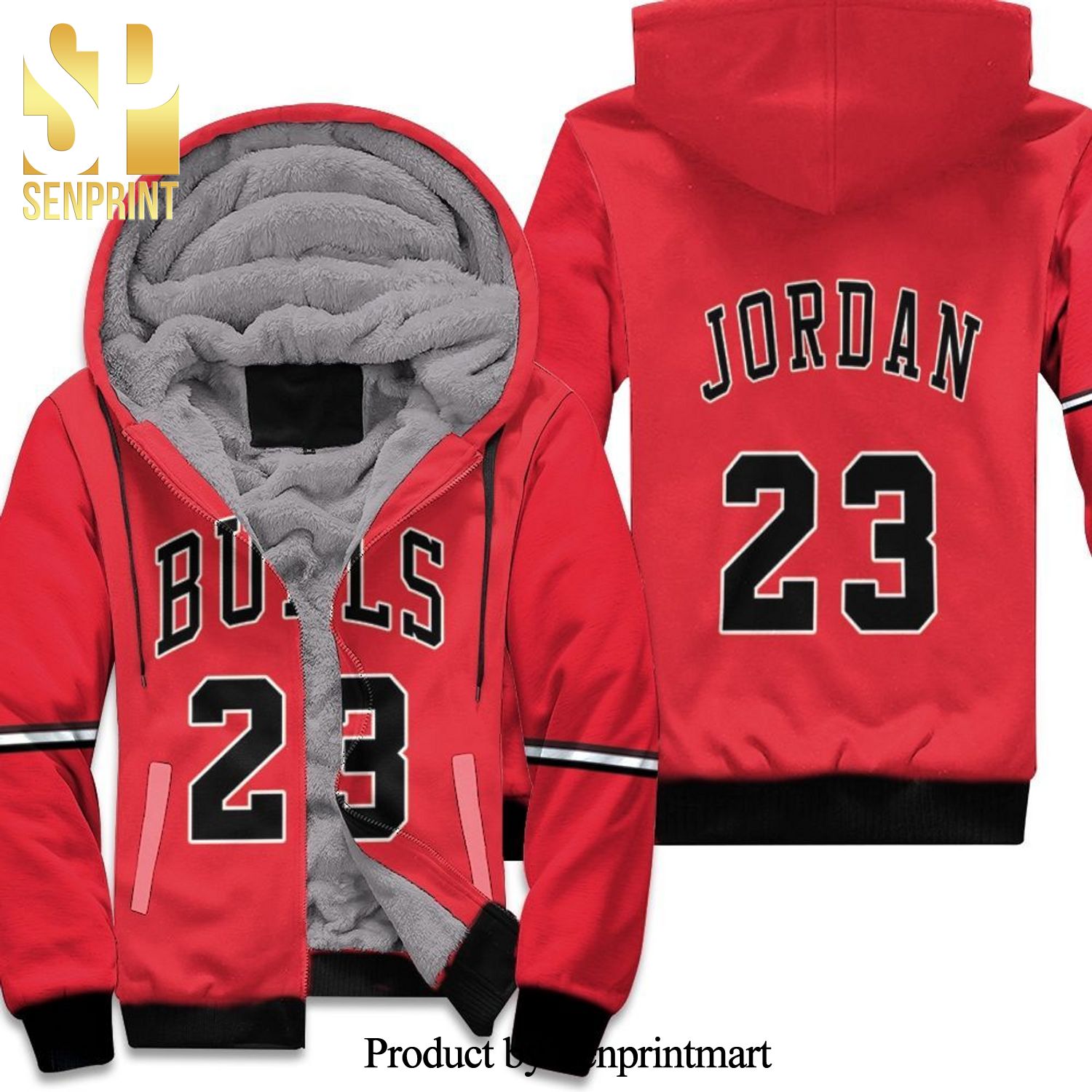 Chicago Bulls Michael Jordan 23 Nba Throwback Red Inspired Cool Version Full Print Unisex Fleece Hoodie