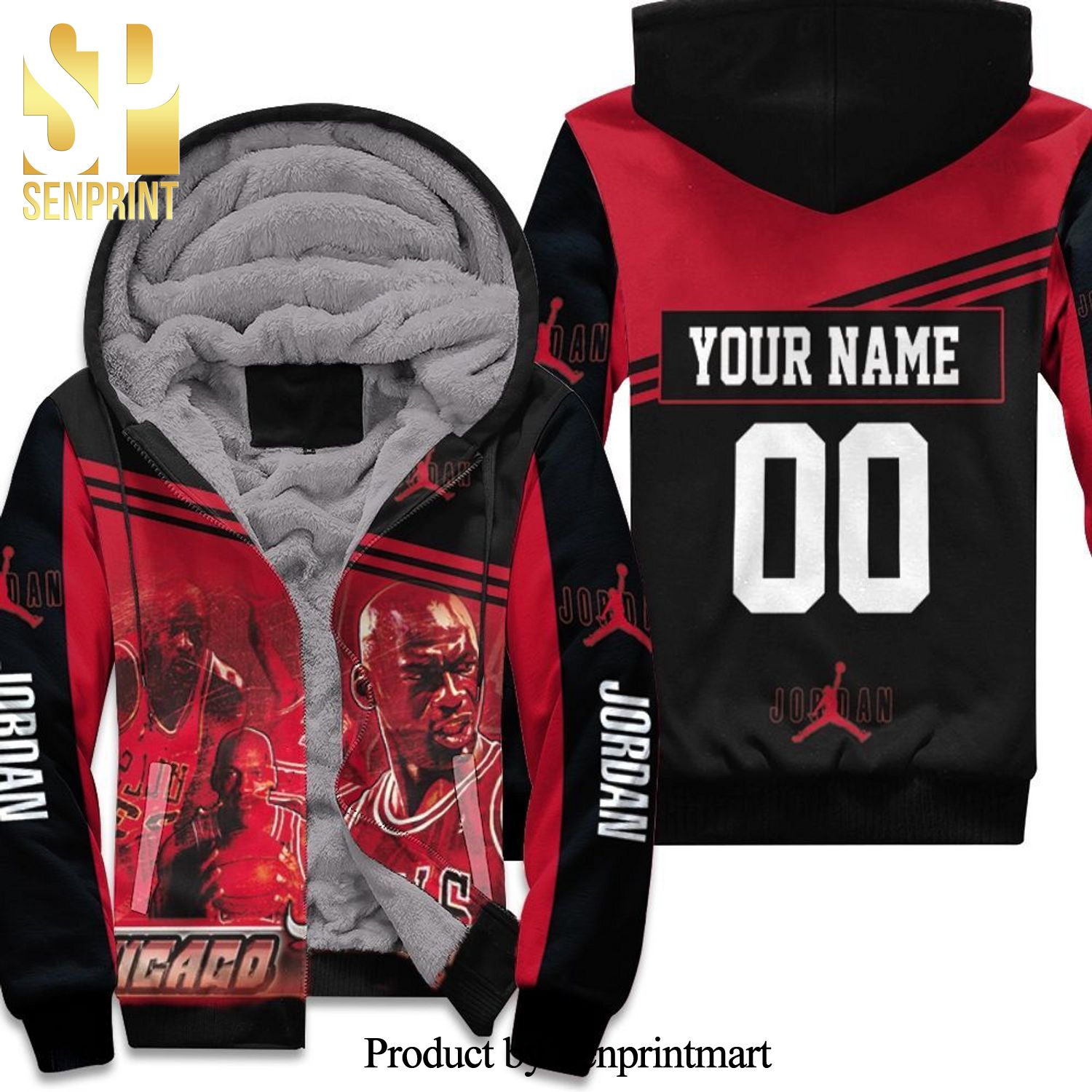 Chicago Bulls Michael Jordan 23 Personalized New Fashion Full Printed Unisex Fleece Hoodie