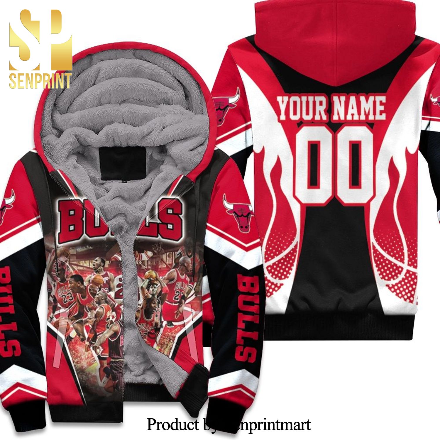 Chicago Bulls Michael Jordan Legendary Personalized New Outfit Full Printed Unisex Fleece Hoodie