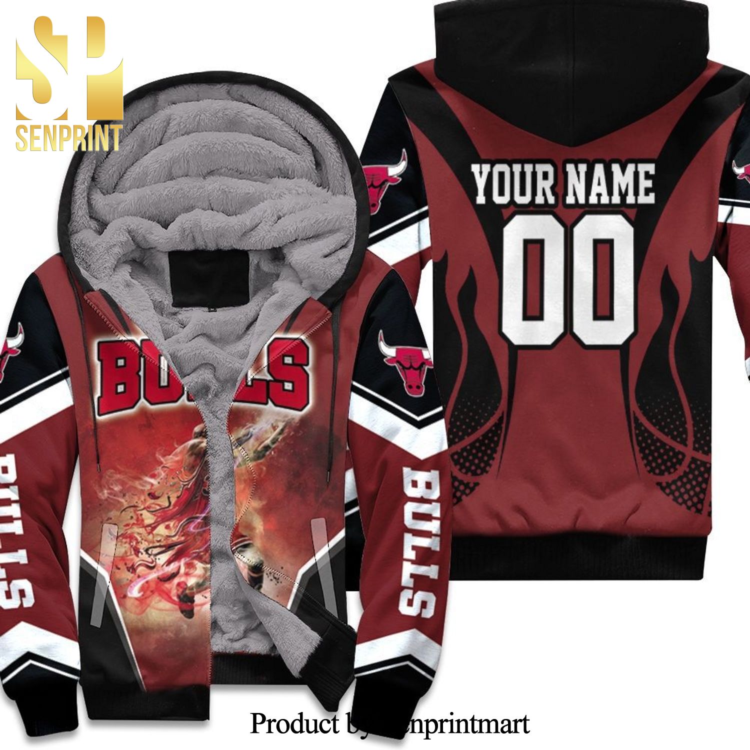 Chicago Bulls Michael Jordan Legends Fire Slam Dunk Personalized 3D Unisex Fleece Hoodie