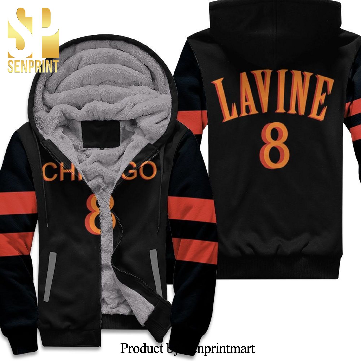 Chicago Bulls Zach Lavine 8 2020 Nba Black Cool Version Unisex Fleece Hoodie