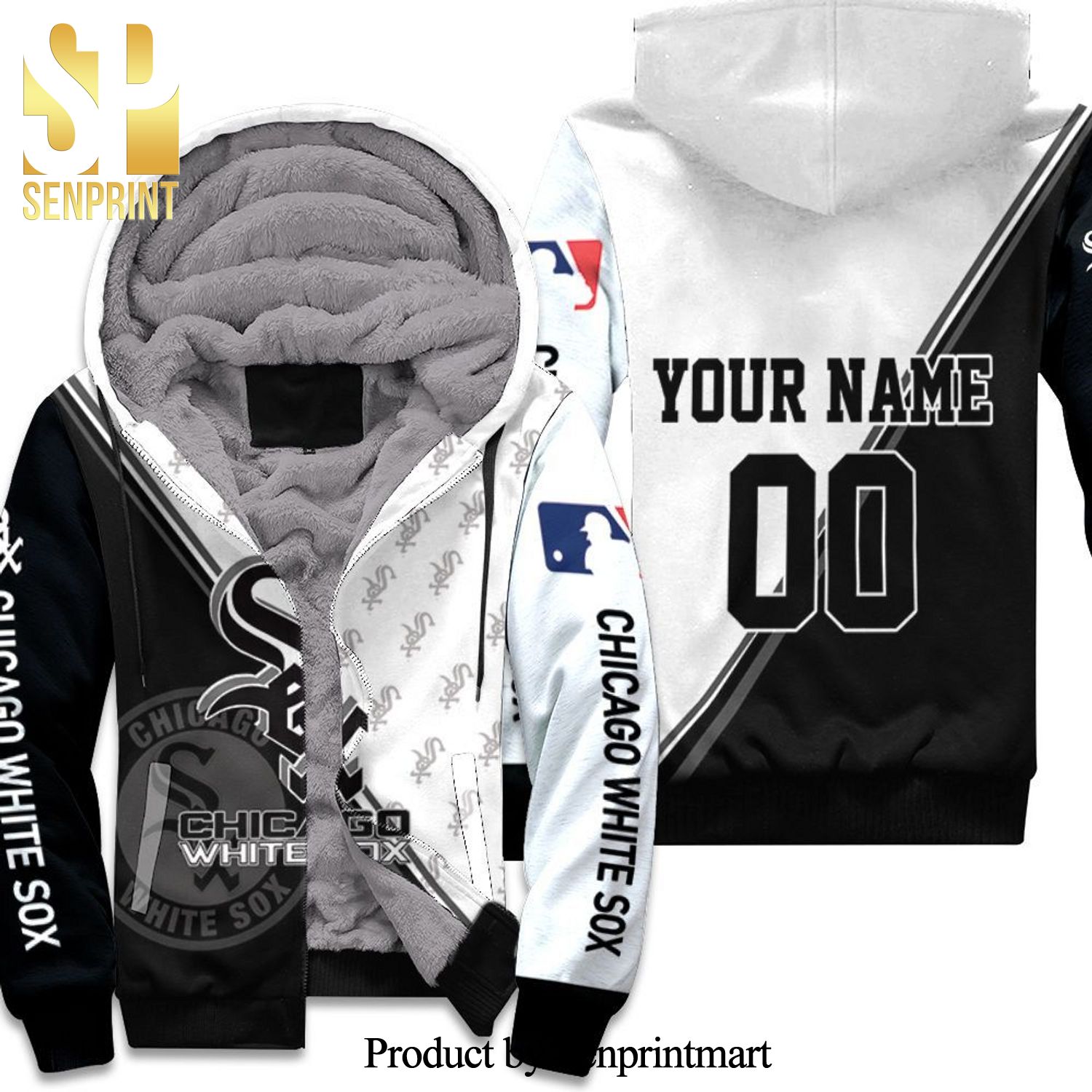 Chicago White Sox Black And White Best Combo All Over Print Unisex Fleece Hoodie