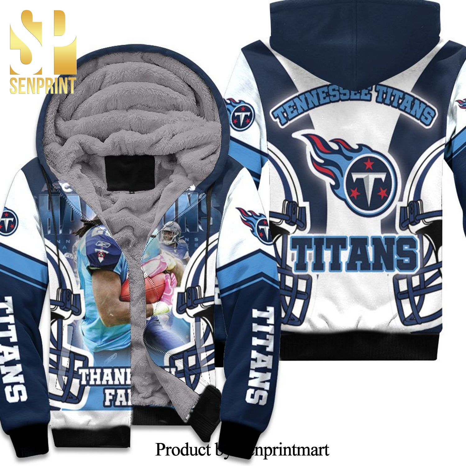 Chris Johnson 28 Tennessee Titans AFC South Division Champions Super Bowl 3D Unisex Fleece Hoodie