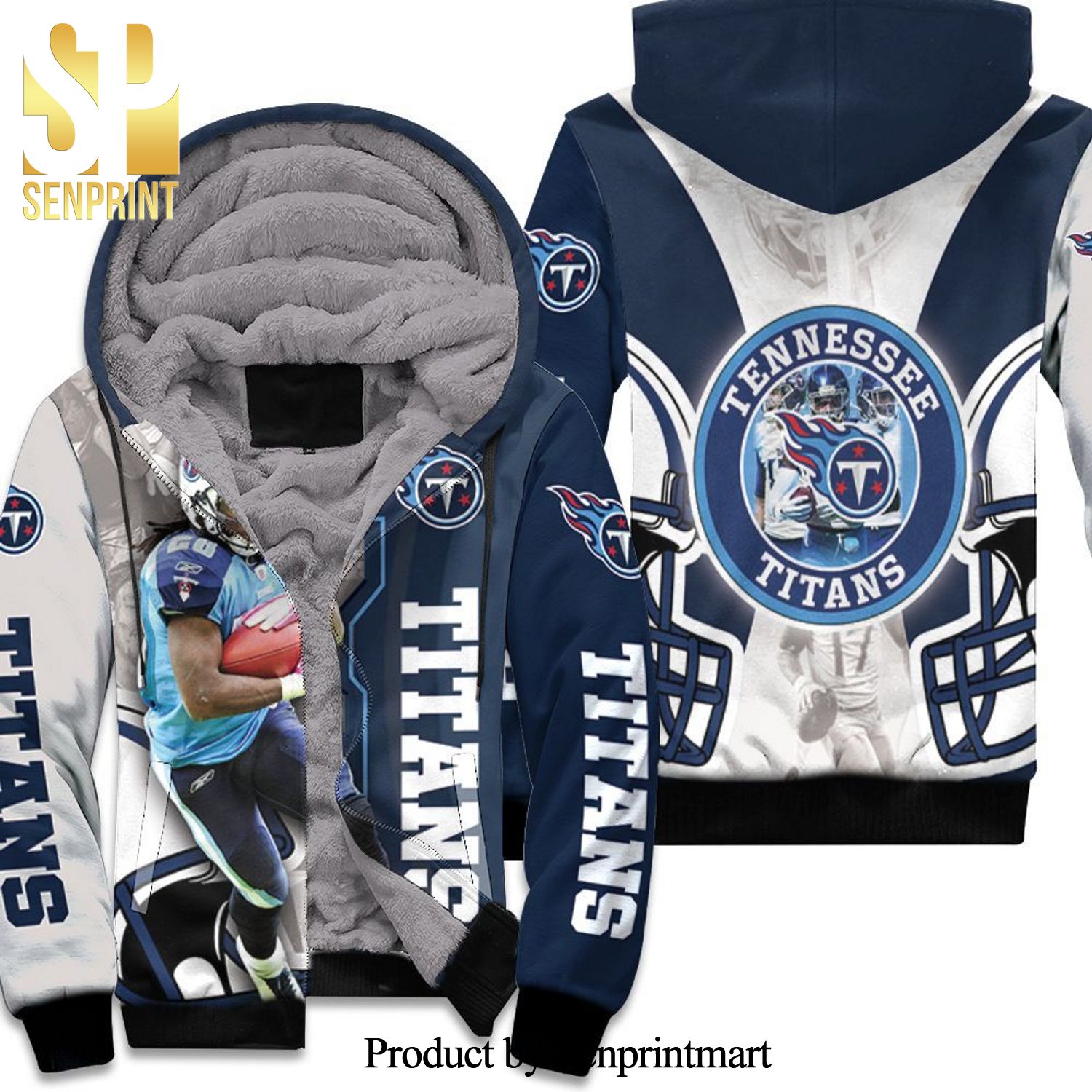 Chris Johnson 28 Tennessee Titans AFC South Division Champions Super Bowl Full Printed Unisex Fleece Hoodie