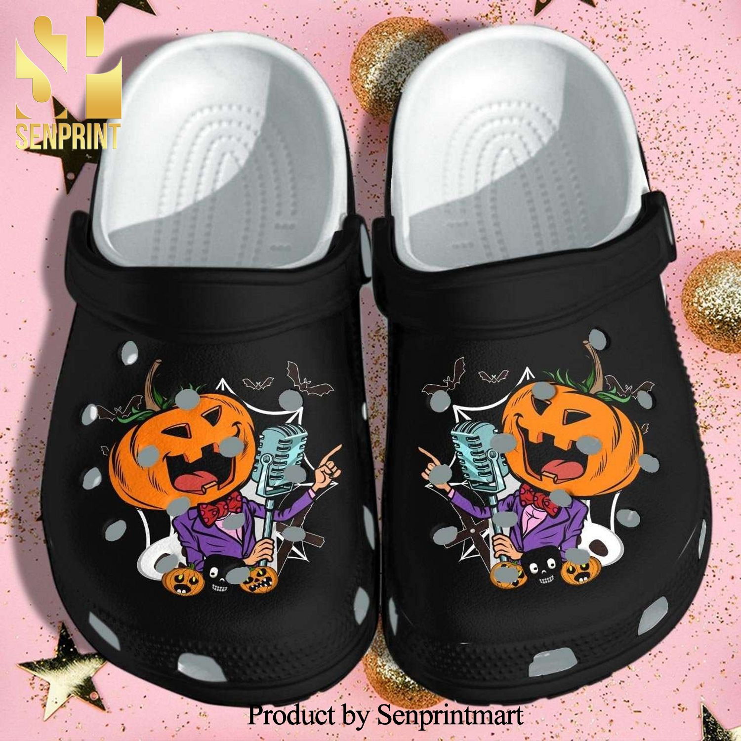 Pumpkin Rock Sings Tattoo Halloween Shoes New Outfit Crocs Classic