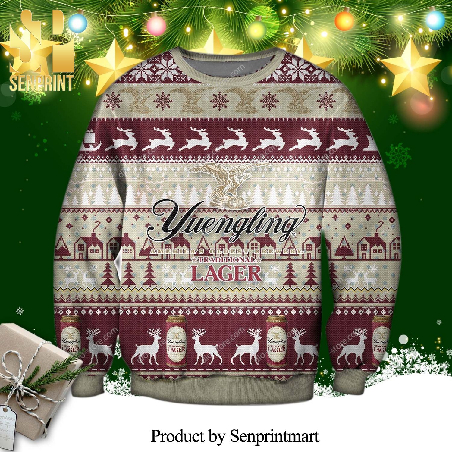 Yuengling Lager Beer Alcohol Knitted Ugly Christmas Sweater