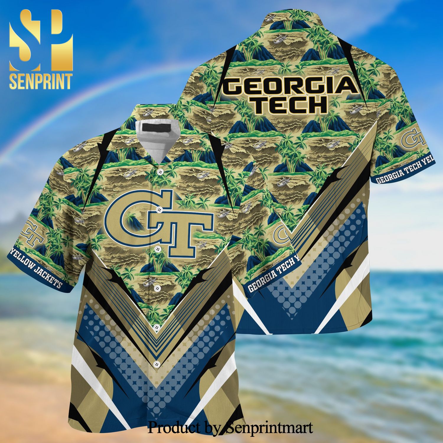 Georgia Tech Yellow Jackets Summer Hawaiian Shirt And Shorts For Sports Fans This Season