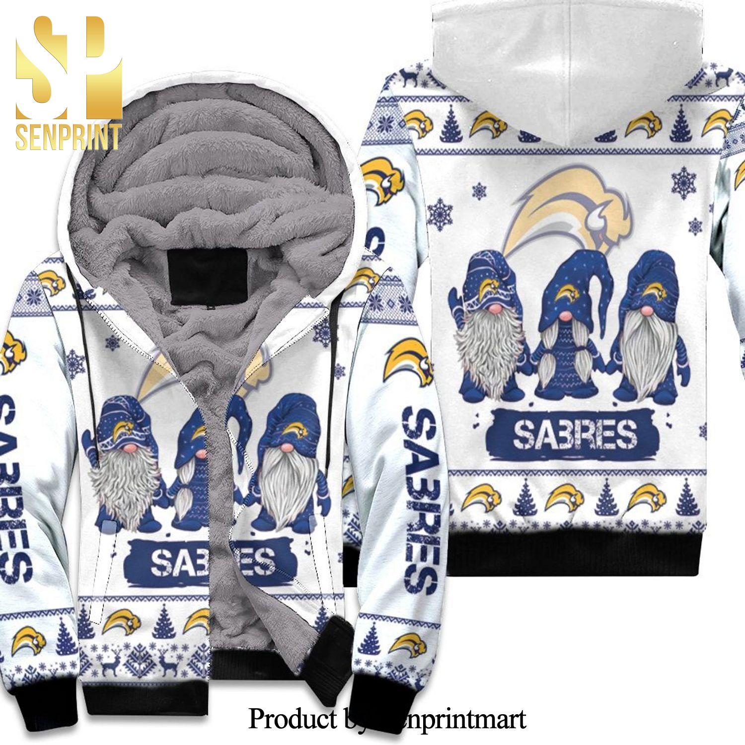 Christmas Gnomes Buffalo Sabres Awesome Outfit Unisex Fleece Hoodie