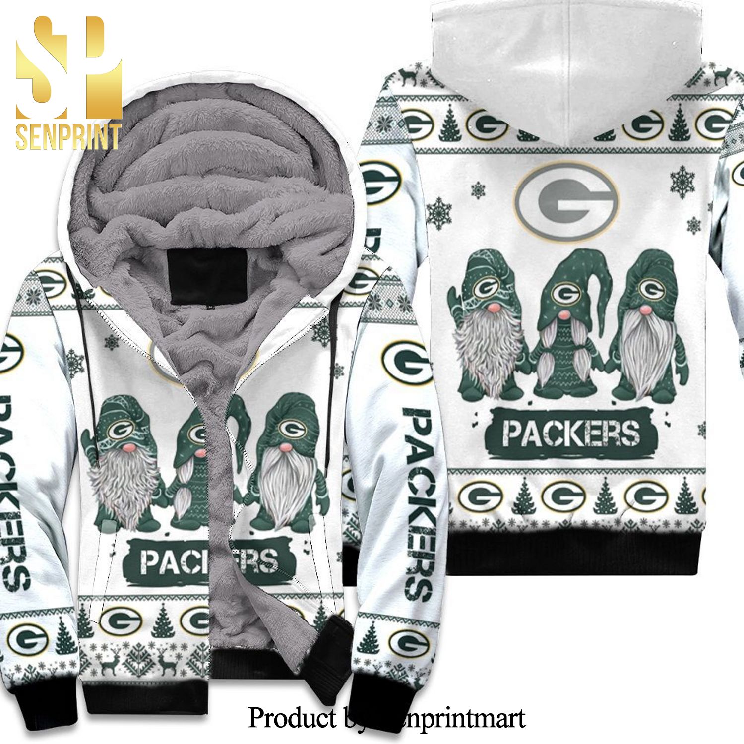 Christmas Gnomes Green Bay Packers Cool Version Unisex Fleece Hoodie