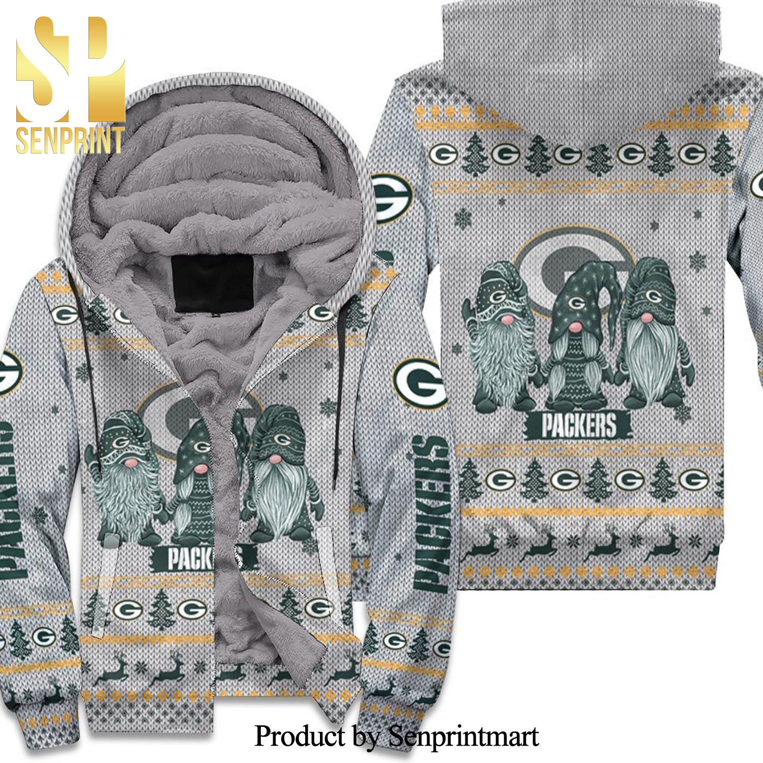 Christmas Gnomes Green Bay Packers Street Style Unisex Fleece Hoodie