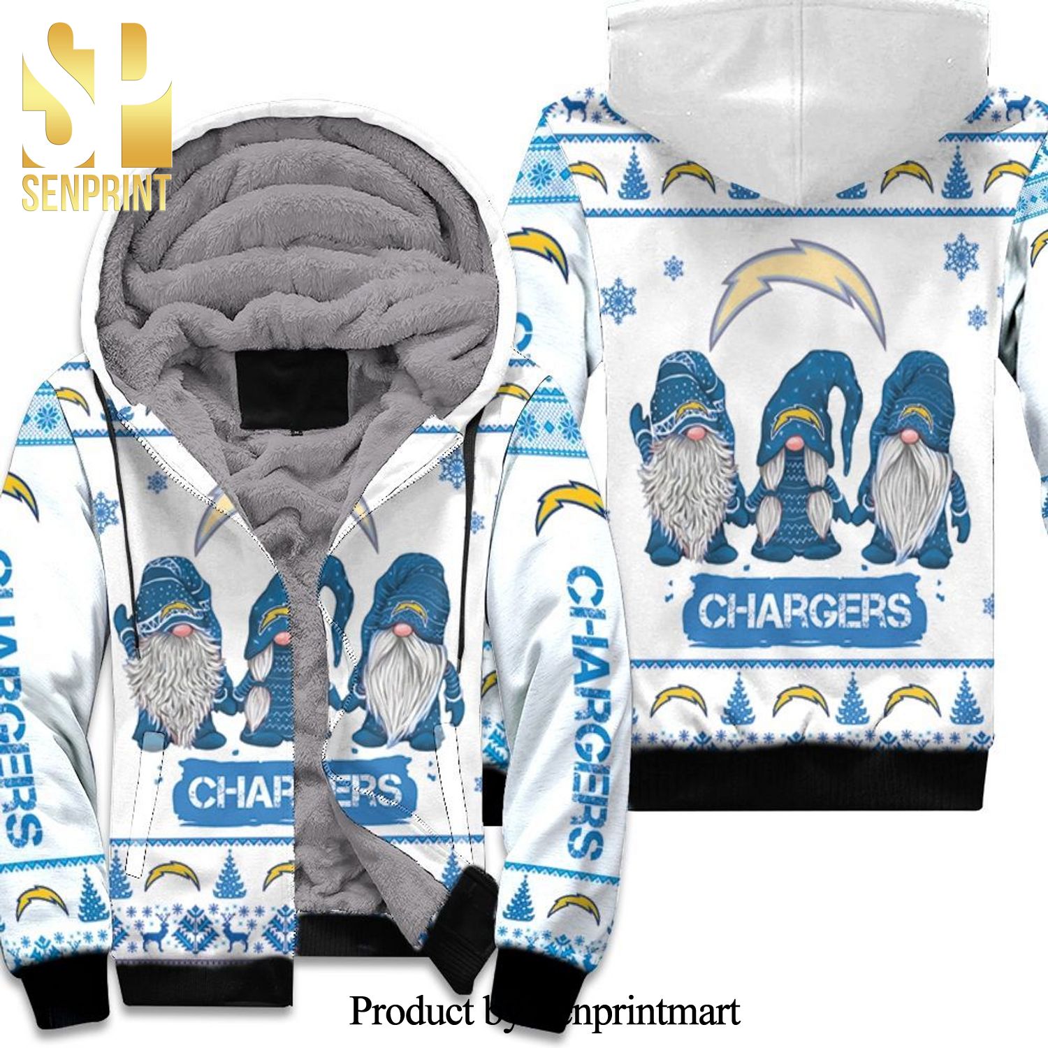 Christmas Gnomes Los Angeles Chargers New Style Unisex Fleece Hoodie